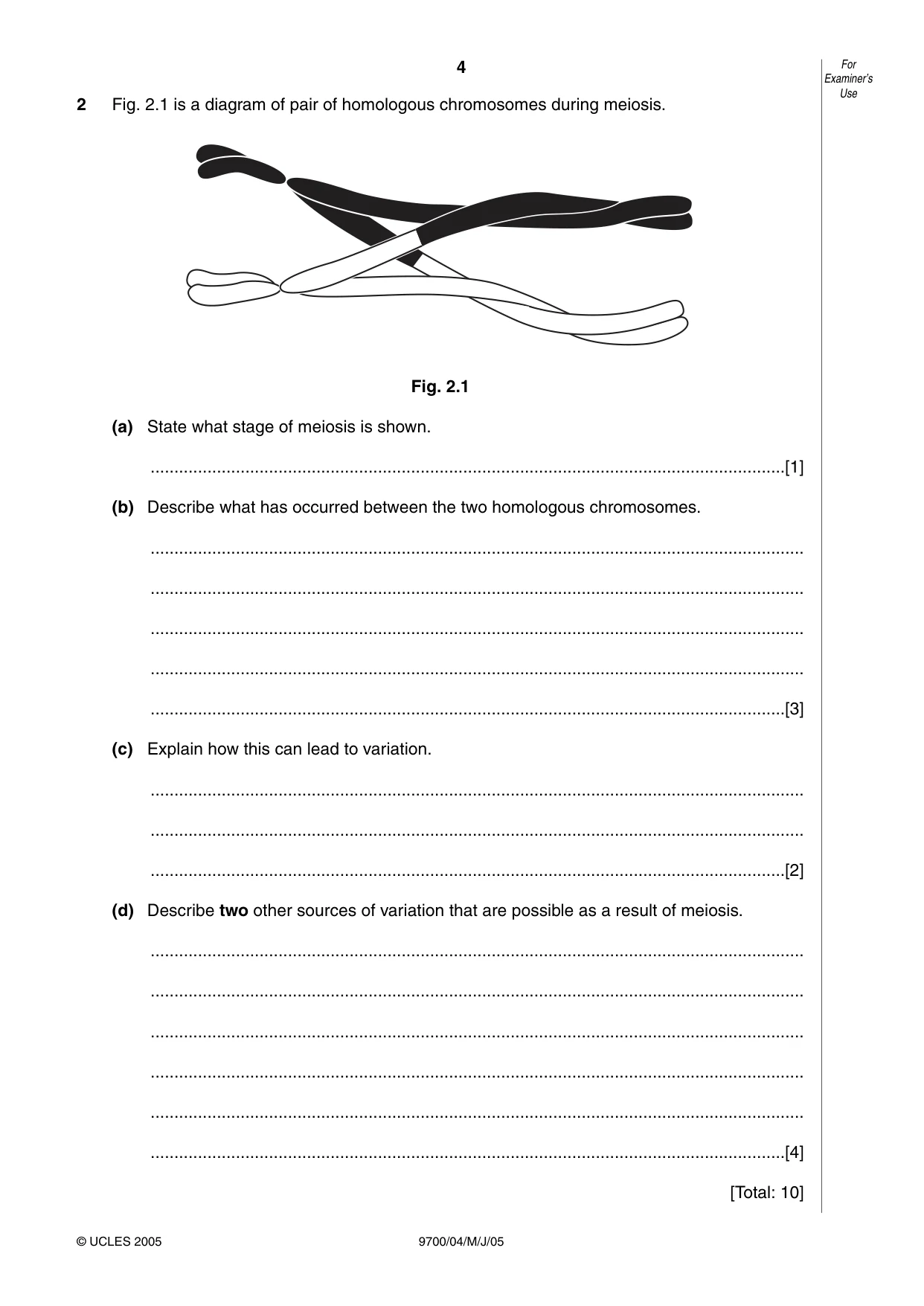 Cambridge A Level Biology 9700 2005 May/June Paper 4 · Variant 1 question paper, page 4 of 12