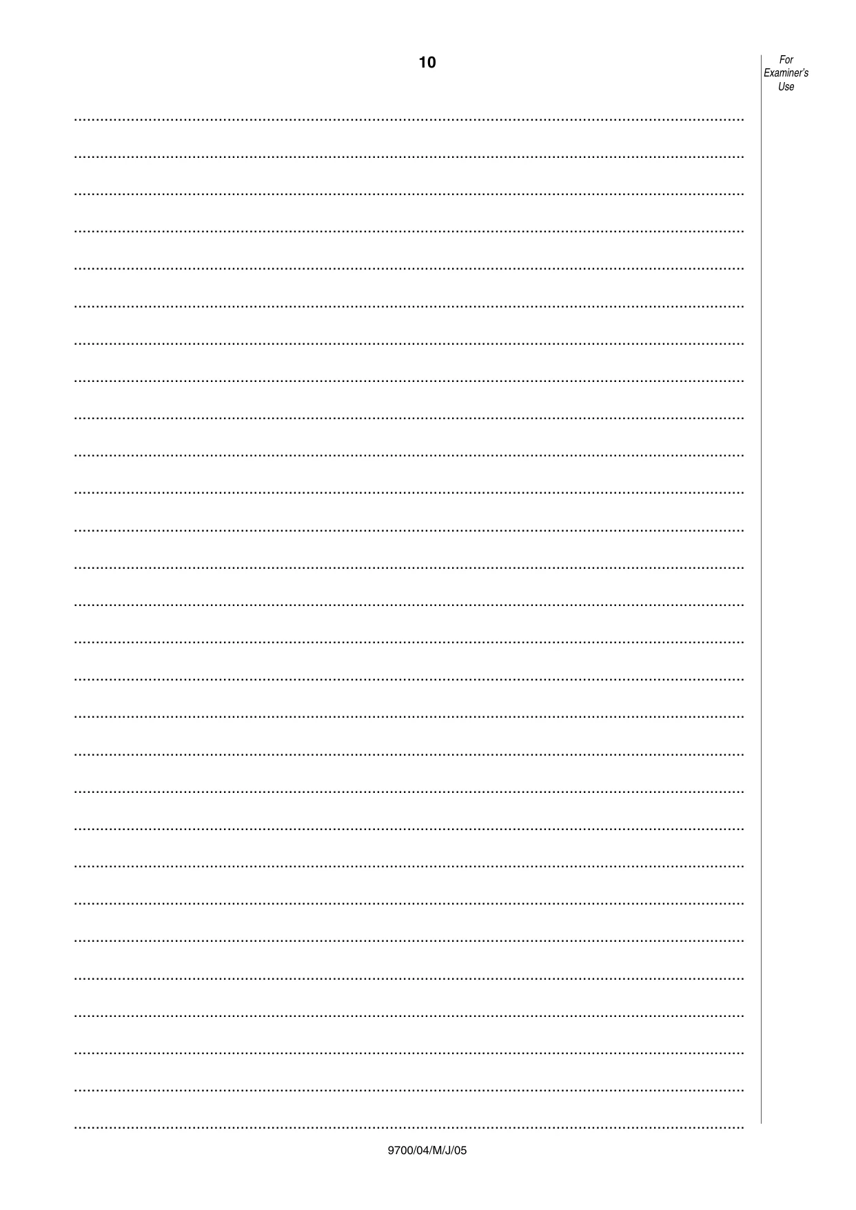 Cambridge A Level Biology 9700 2005 May/June Paper 4 · Variant 1 question paper, page 10 of 12