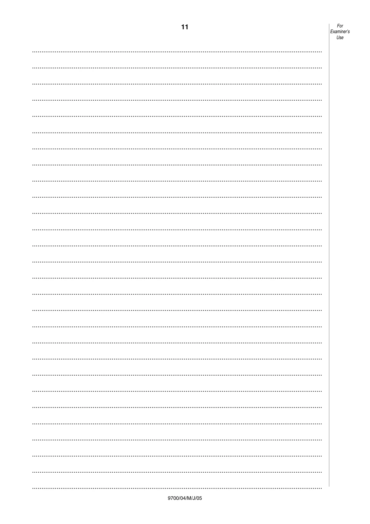 Cambridge A Level Biology 9700 2005 May/June Paper 4 · Variant 1 question paper, page 11 of 12