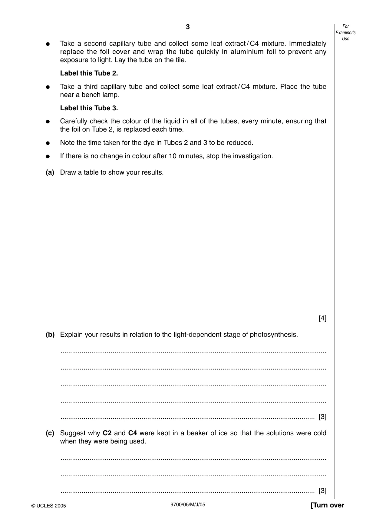 Cambridge A Level Biology 9700 2005 May/June Paper 5 · Variant 1 question paper, page 3 of 8