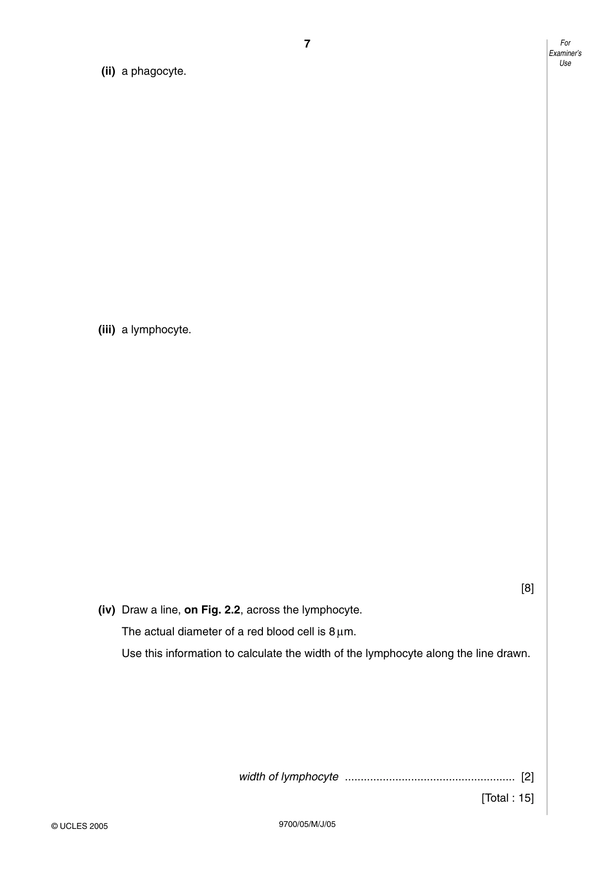 Cambridge A Level Biology 9700 2005 May/June Paper 5 · Variant 1 question paper, page 7 of 8