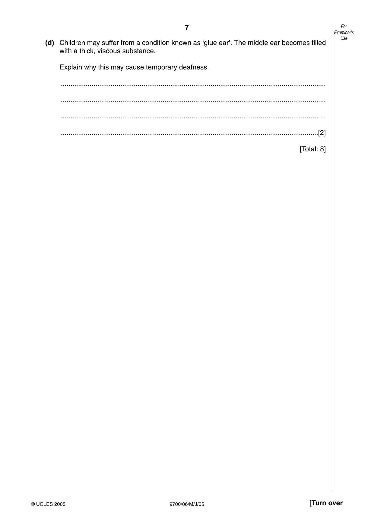 Cambridge A Level Biology 9700 2005 May/June Paper 6 · Variant 1 question paper, page 7 of 36