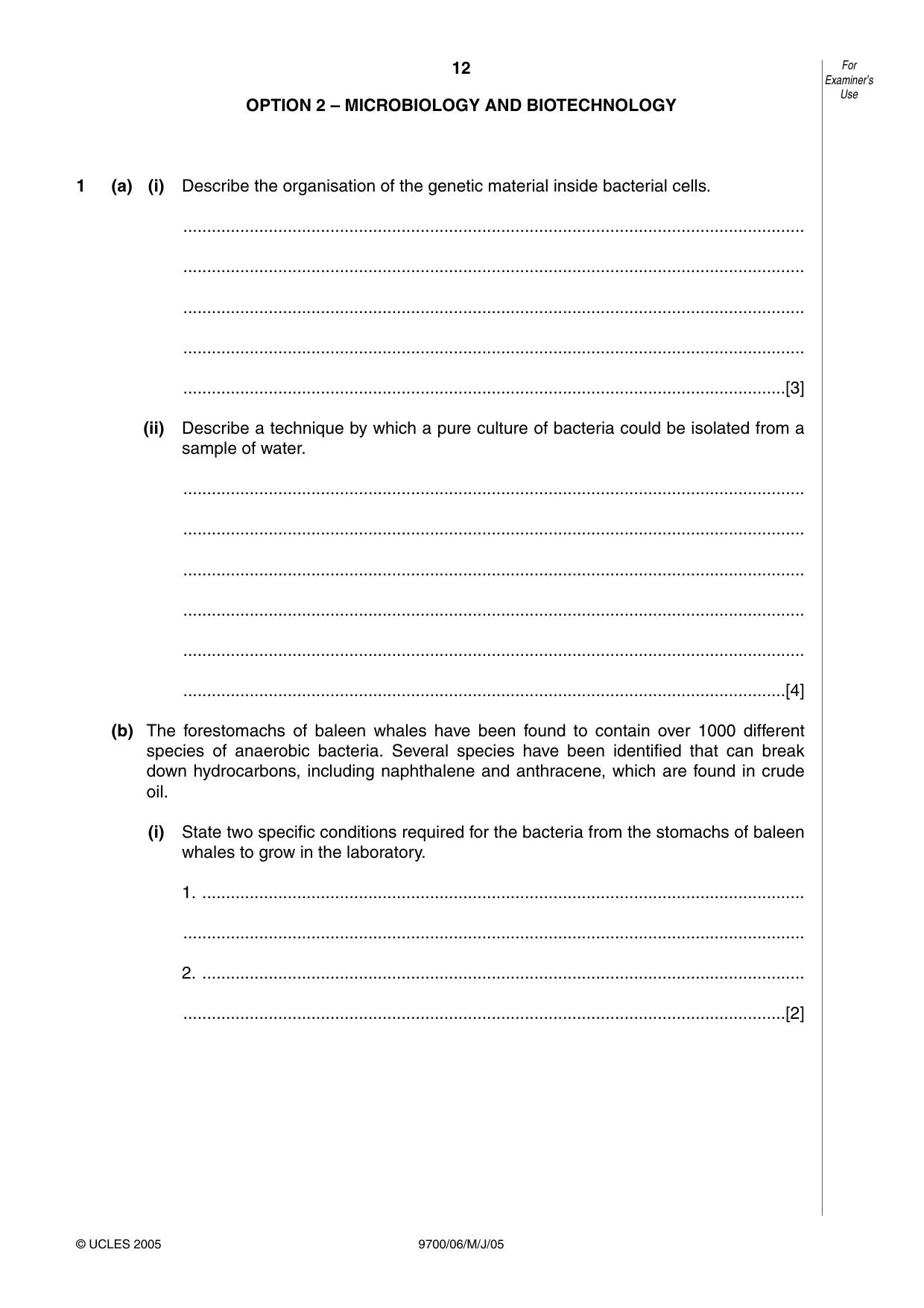 Cambridge A Level Biology 9700 2005 May/June Paper 6 · Variant 1 question paper, page 12 of 36