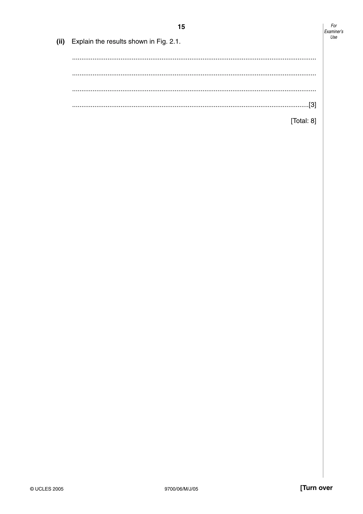 Cambridge A Level Biology 9700 2005 May/June Paper 6 · Variant 1 question paper, page 15 of 36
