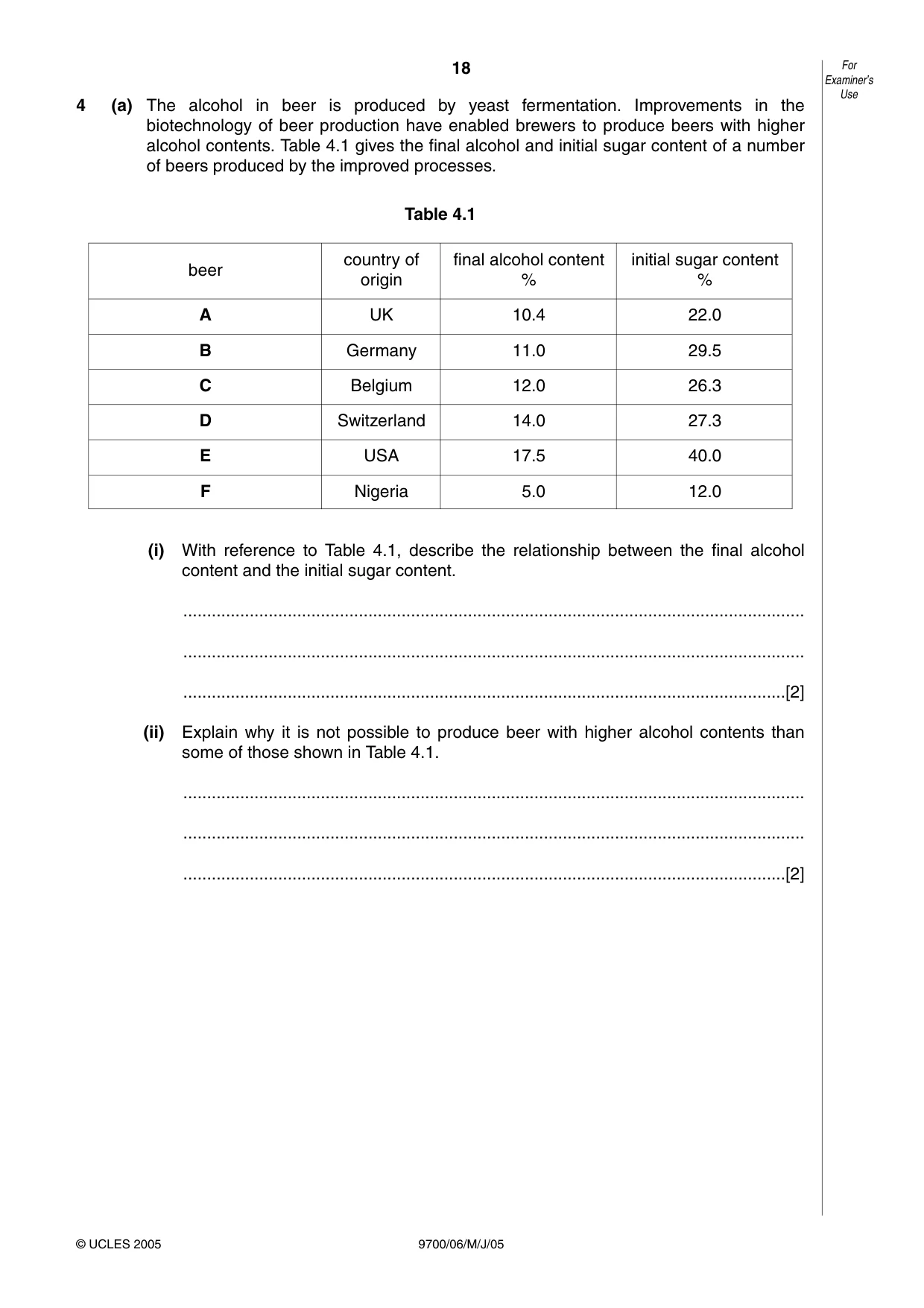 Cambridge A Level Biology 9700 2005 May/June Paper 6 · Variant 1 question paper, page 18 of 36
