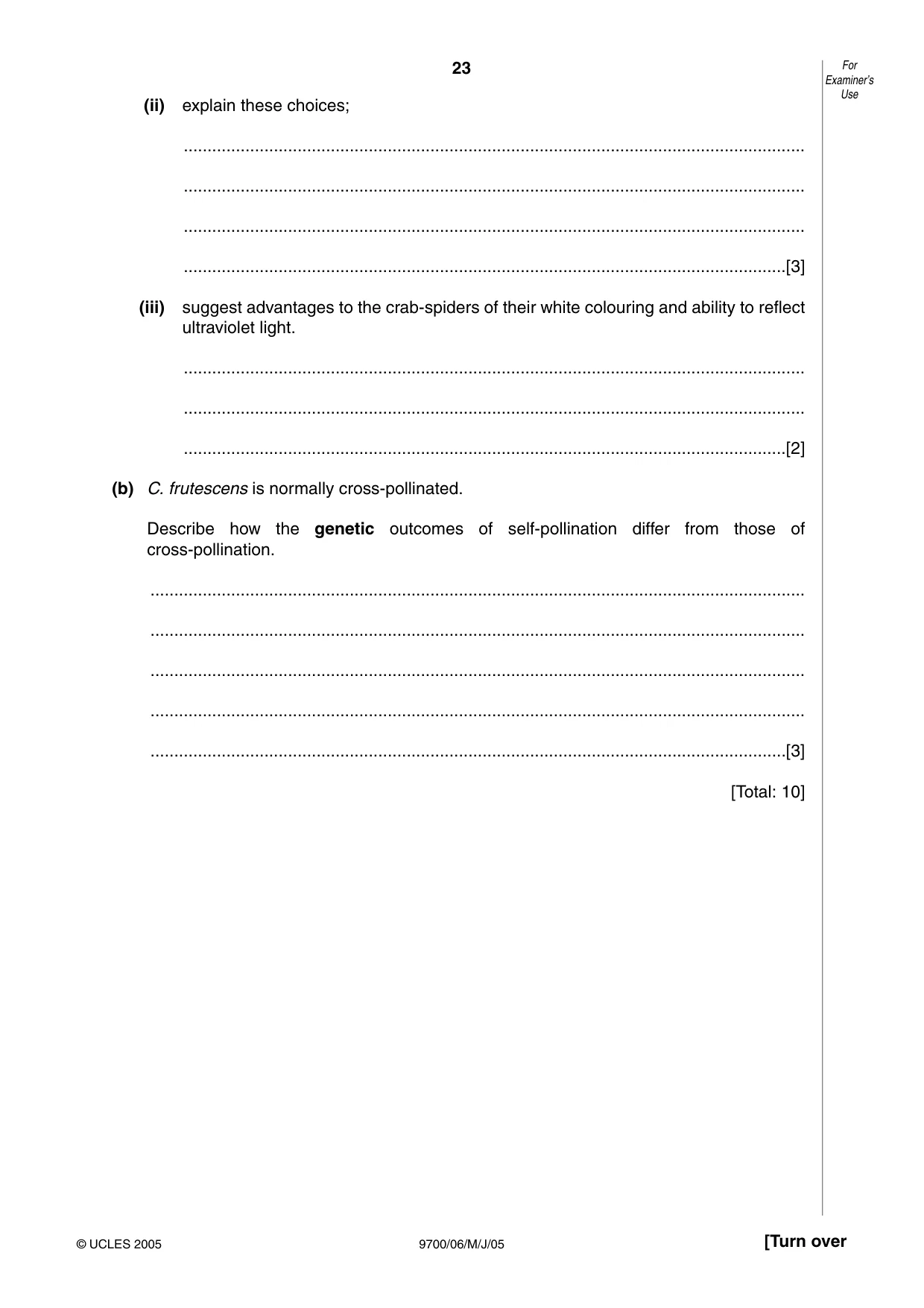 Cambridge A Level Biology 9700 2005 May/June Paper 6 · Variant 1 question paper, page 23 of 36