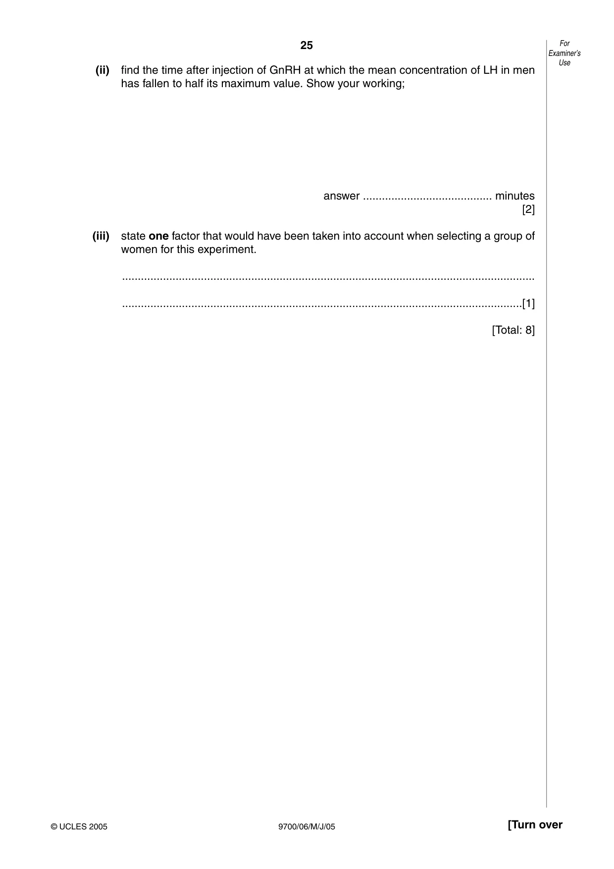 Cambridge A Level Biology 9700 2005 May/June Paper 6 · Variant 1 question paper, page 25 of 36