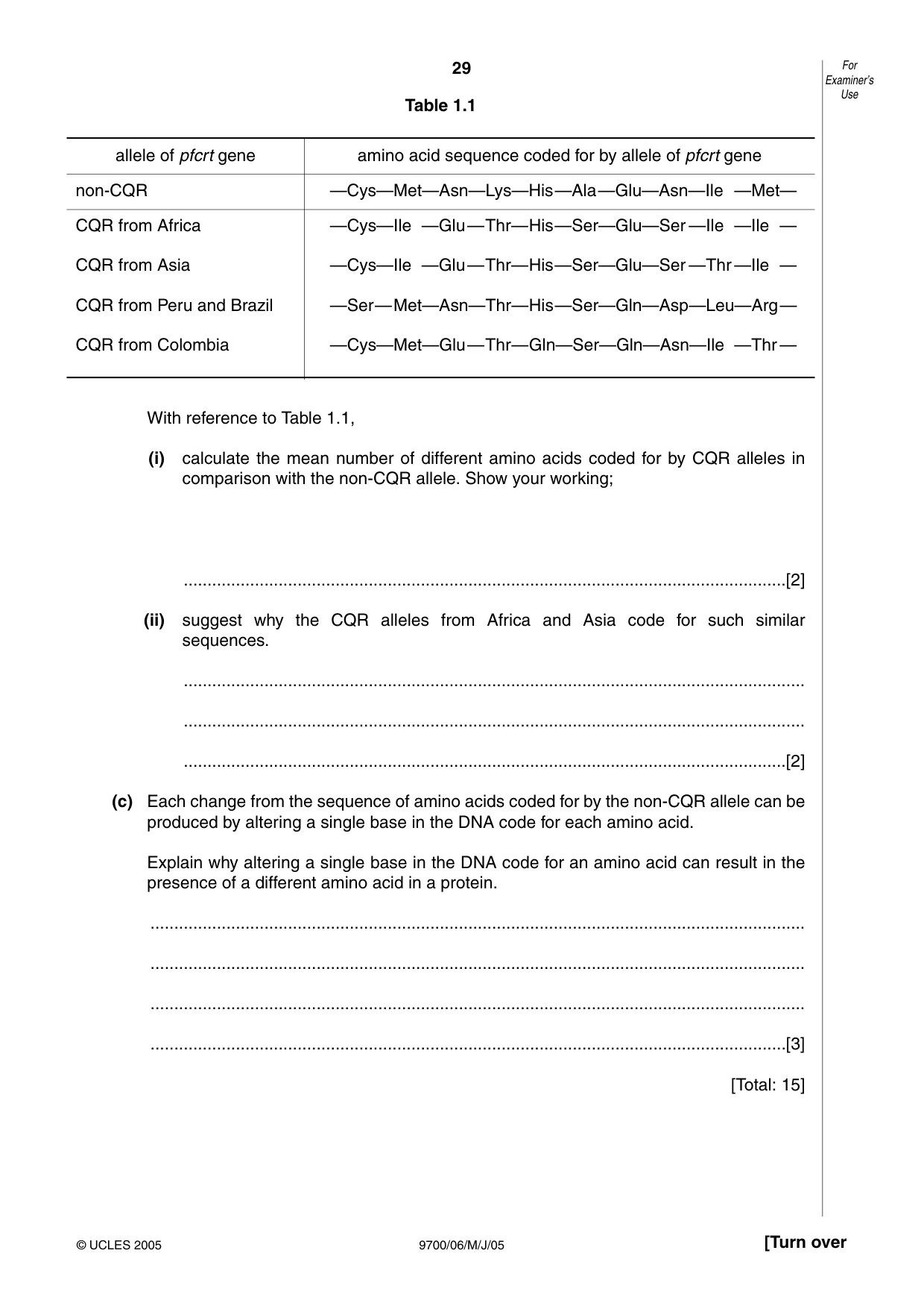 Cambridge A Level Biology 9700 2005 May/June Paper 6 · Variant 1 question paper, page 29 of 36