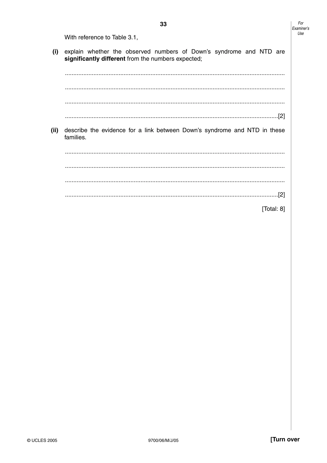 Cambridge A Level Biology 9700 2005 May/June Paper 6 · Variant 1 question paper, page 33 of 36
