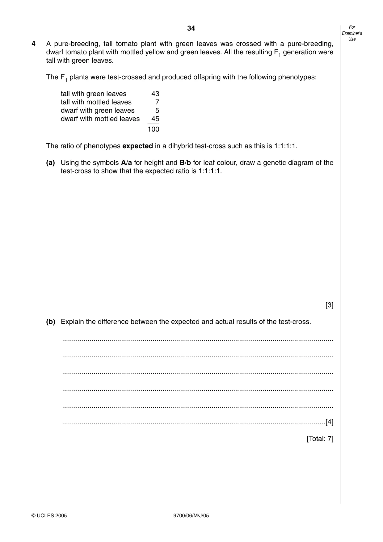 Cambridge A Level Biology 9700 2005 May/June Paper 6 · Variant 1 question paper, page 34 of 36