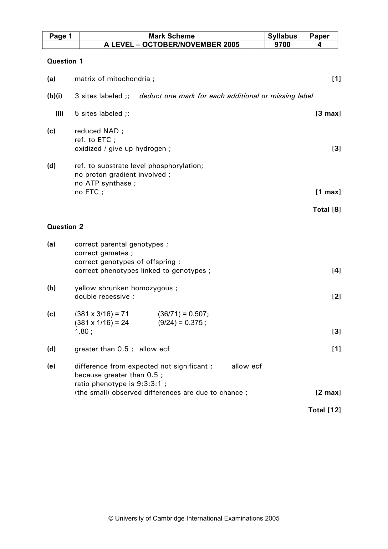 Mark scheme, page 2 of 6