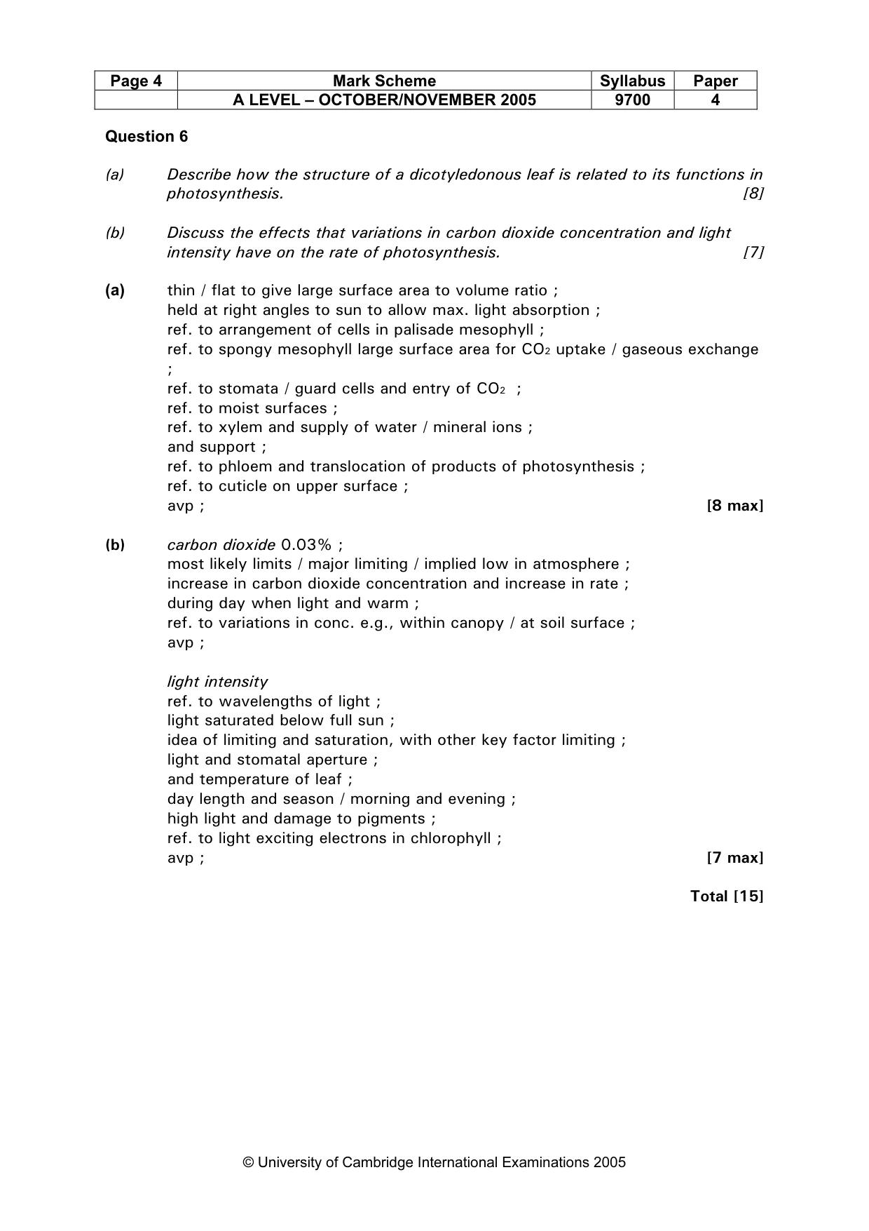 Mark scheme, page 5 of 6