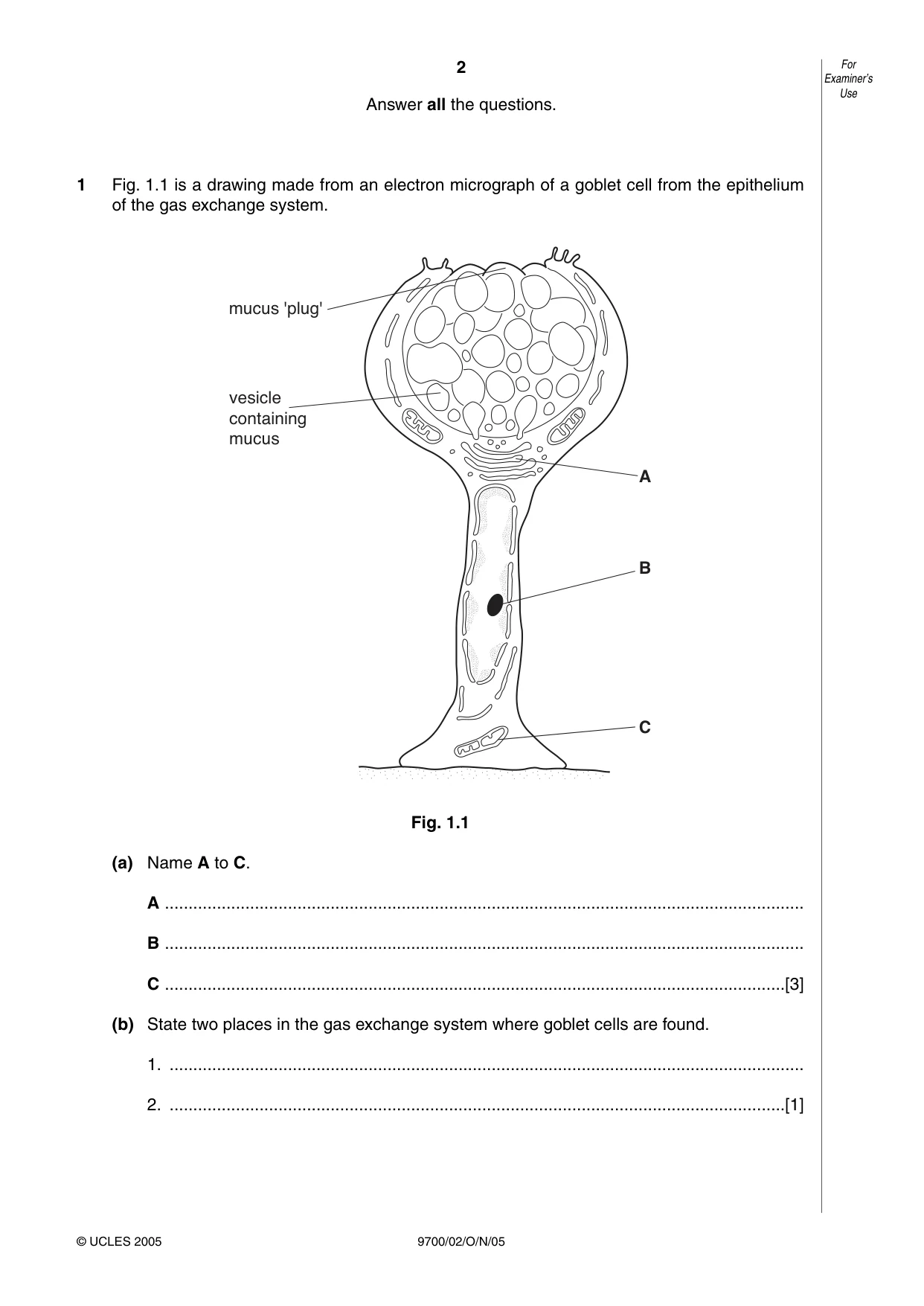 Cambridge A Level Biology 9700 2005 Oct/Nov Paper 2 · Variant 1 question paper, page 2 of 16