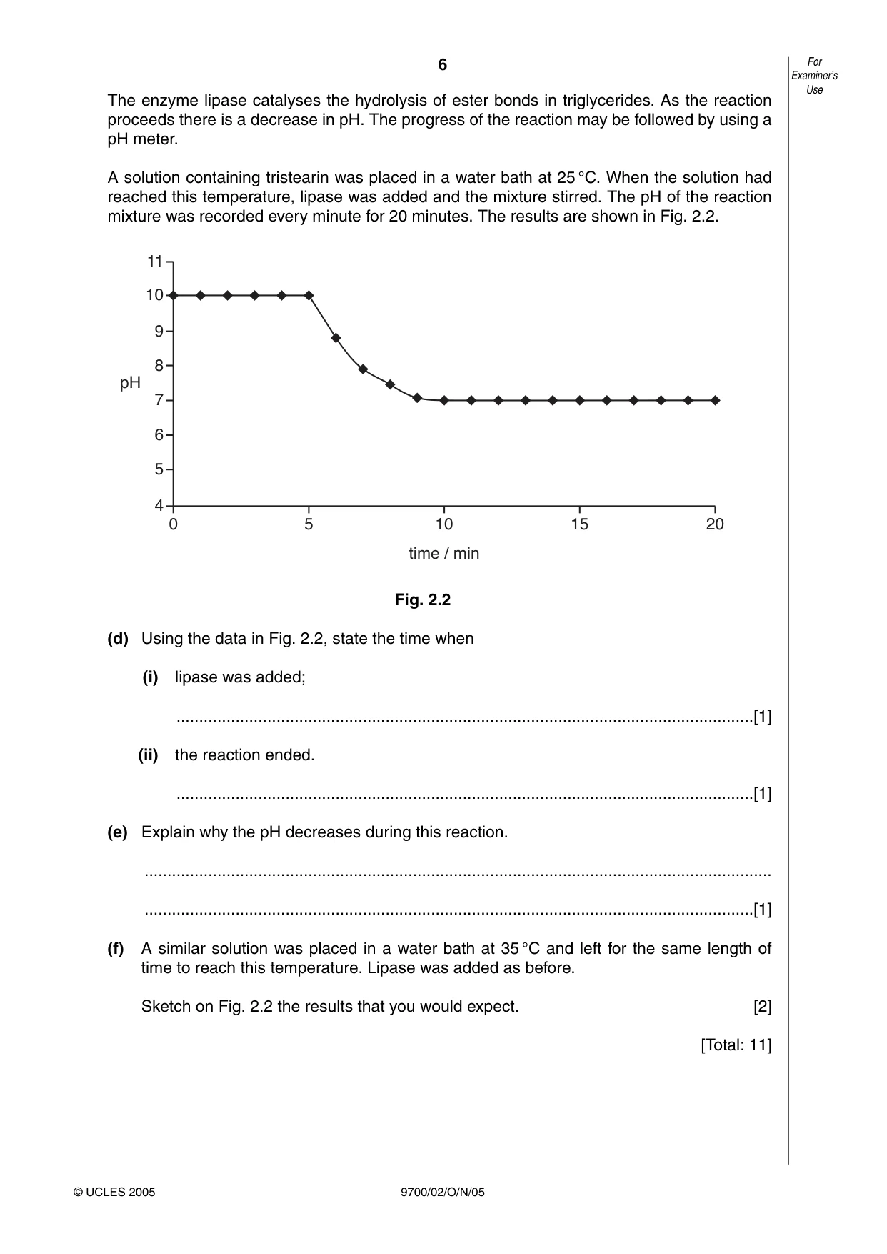 Cambridge A Level Biology 9700 2005 Oct/Nov Paper 2 · Variant 1 question paper, page 6 of 16
