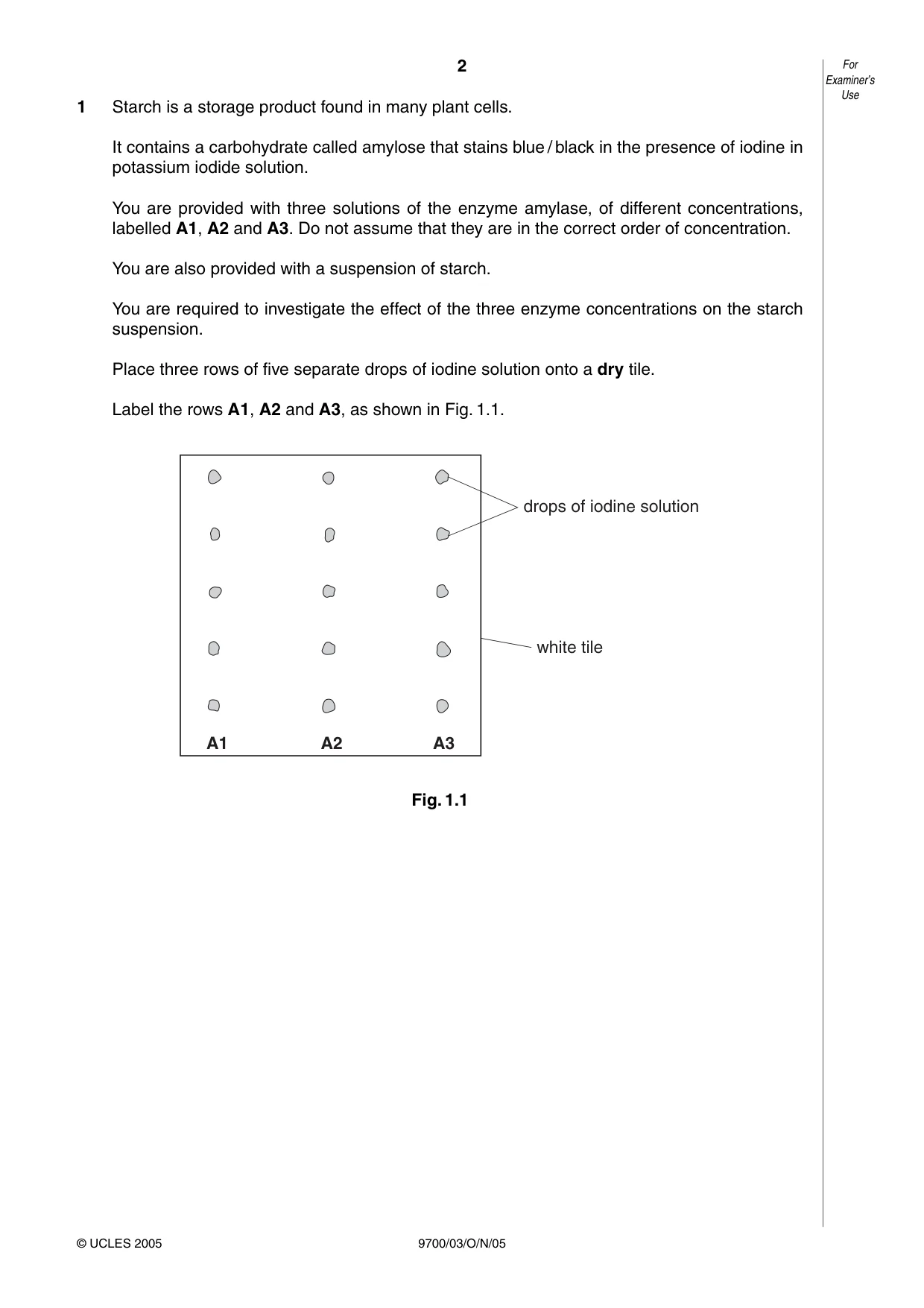 Cambridge A Level Biology 9700 2005 Oct/Nov Paper 3 · Variant 1 question paper, page 2 of 12