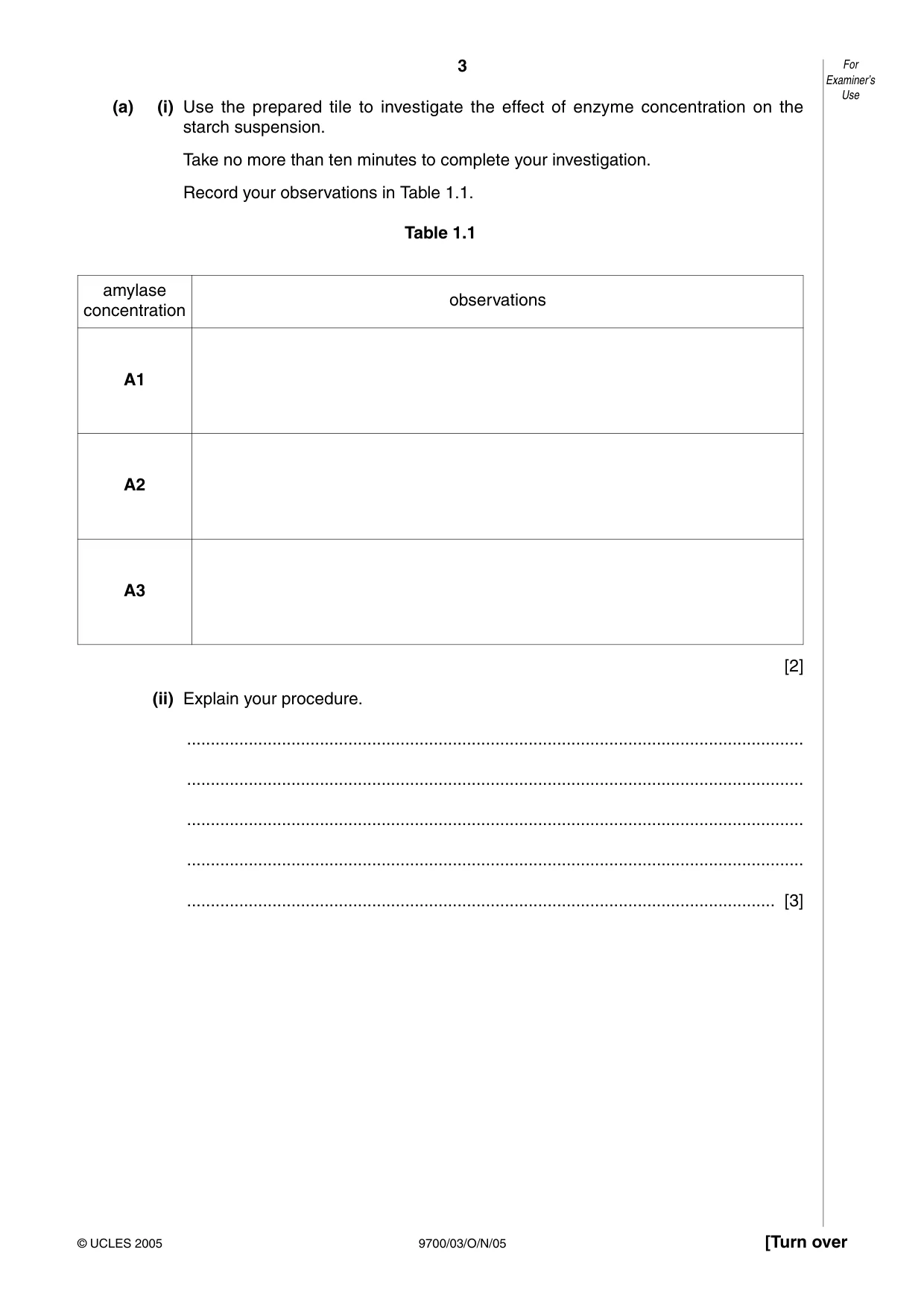 Cambridge A Level Biology 9700 2005 Oct/Nov Paper 3 · Variant 1 question paper, page 3 of 12