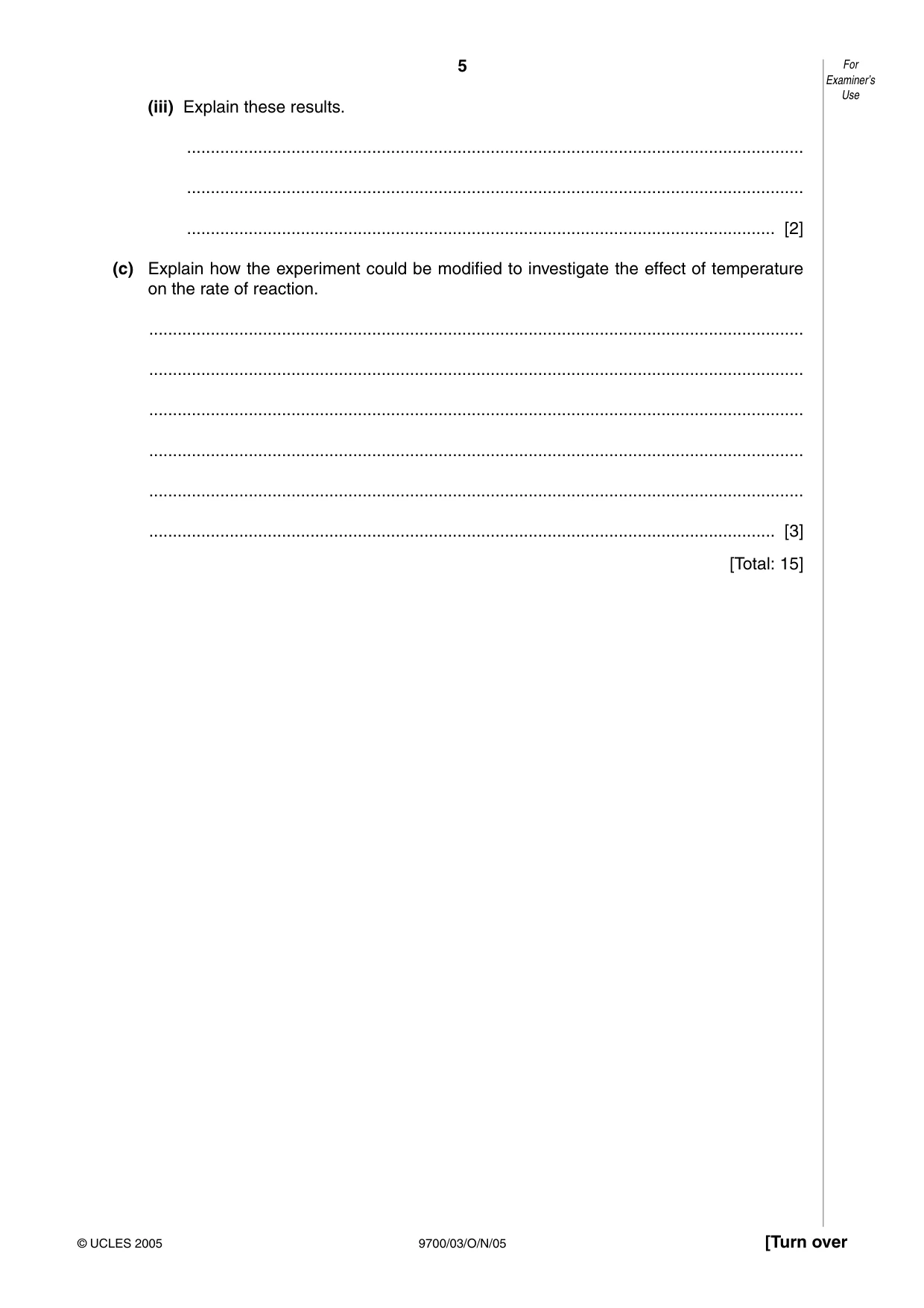 Cambridge A Level Biology 9700 2005 Oct/Nov Paper 3 · Variant 1 question paper, page 5 of 12
