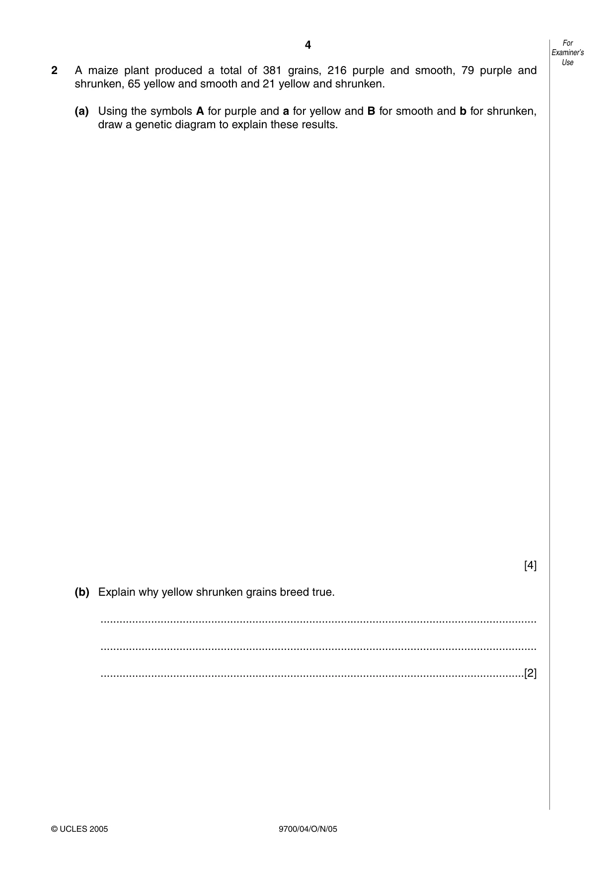 Cambridge A Level Biology 9700 2005 Oct/Nov Paper 4 · Variant 1 question paper, page 4 of 12