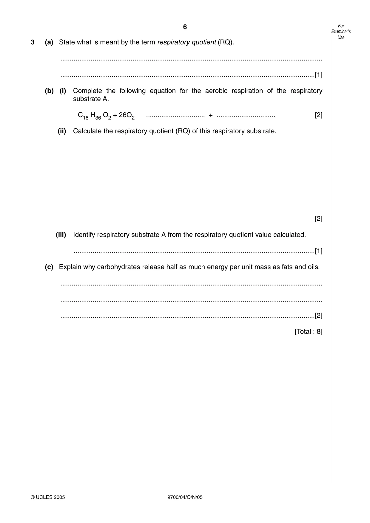 Cambridge A Level Biology 9700 2005 Oct/Nov Paper 4 · Variant 1 question paper, page 6 of 12