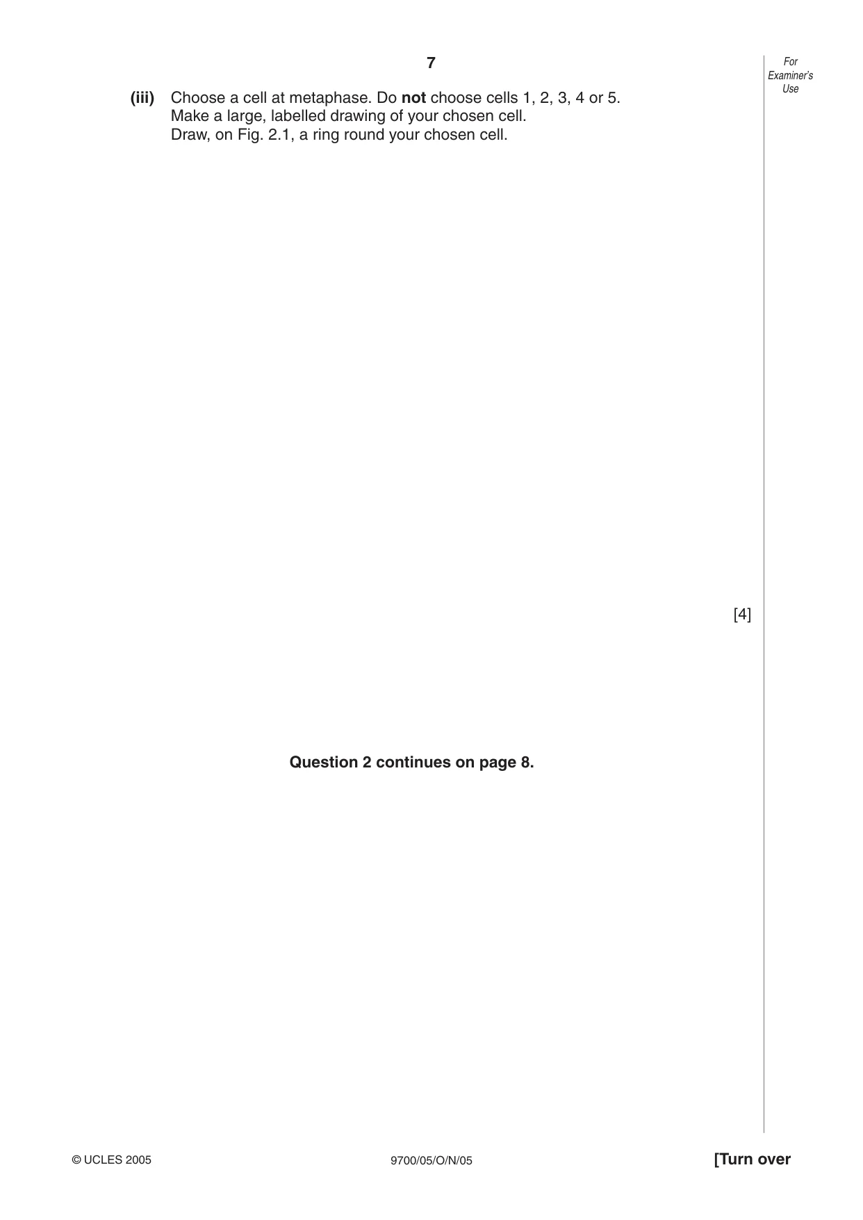 Cambridge A Level Biology 9700 2005 Oct/Nov Paper 5 · Variant 1 question paper, page 7 of 8