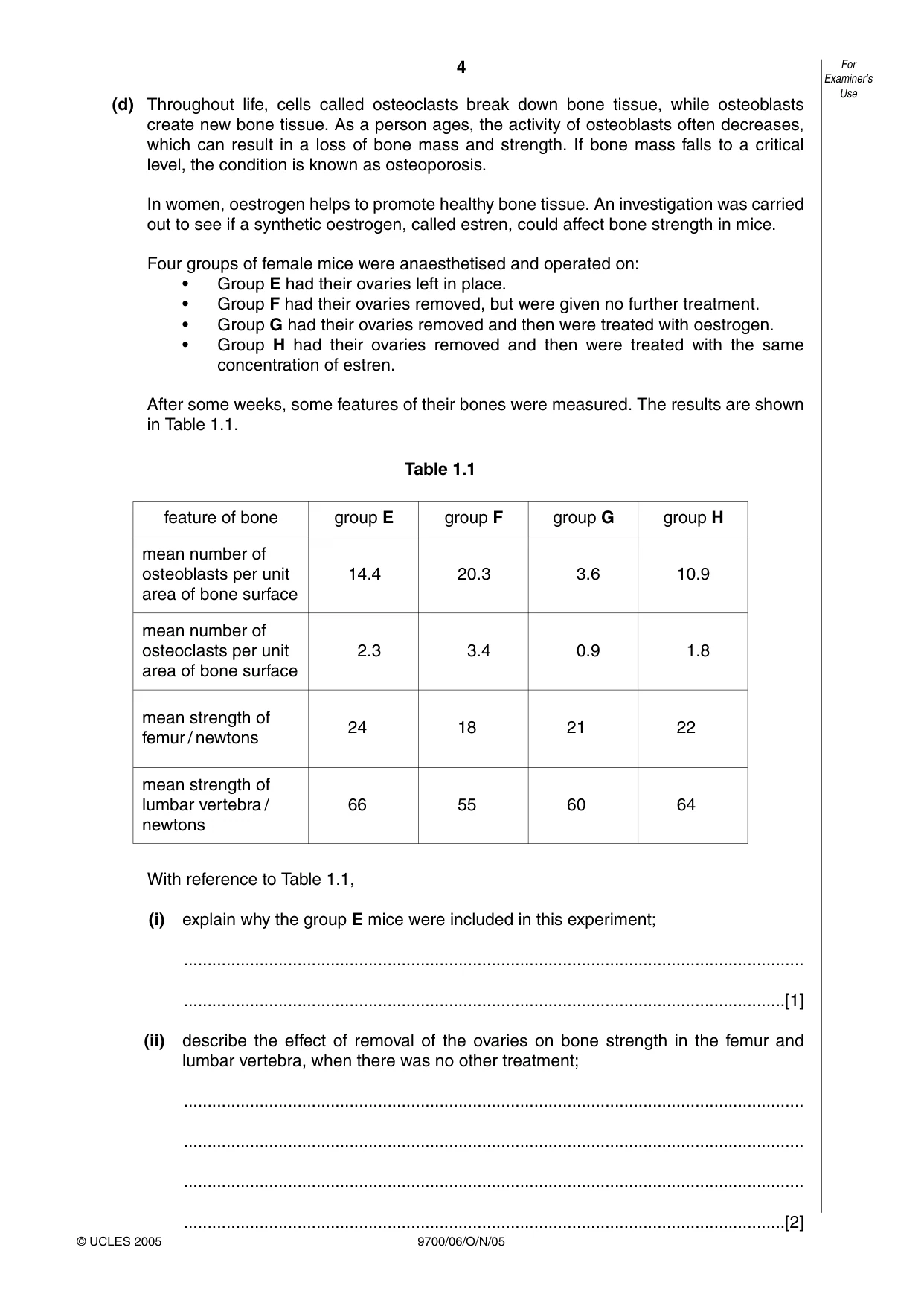 Cambridge A Level Biology 9700 2005 Oct/Nov Paper 6 · Variant 1 question paper, page 4 of 36