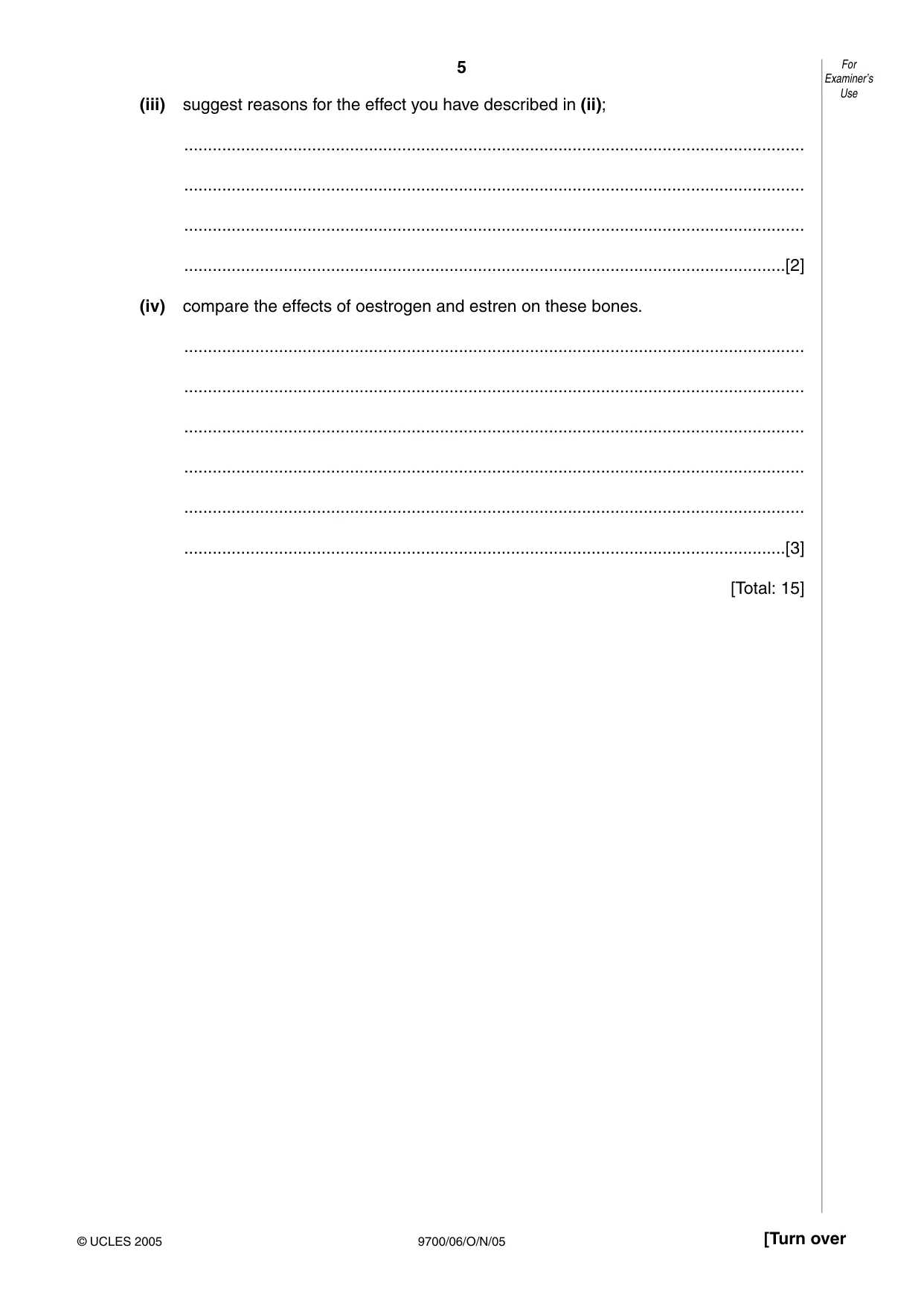 Cambridge A Level Biology 9700 2005 Oct/Nov Paper 6 · Variant 1 question paper, page 5 of 36