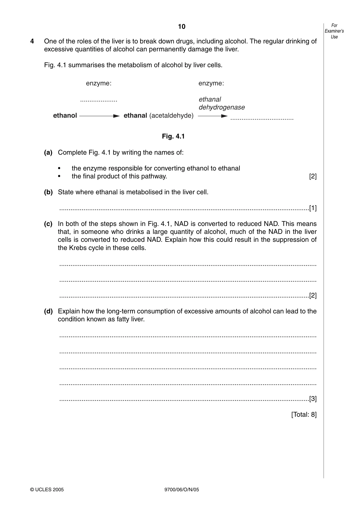 Cambridge A Level Biology 9700 2005 Oct/Nov Paper 6 · Variant 1 question paper, page 10 of 36