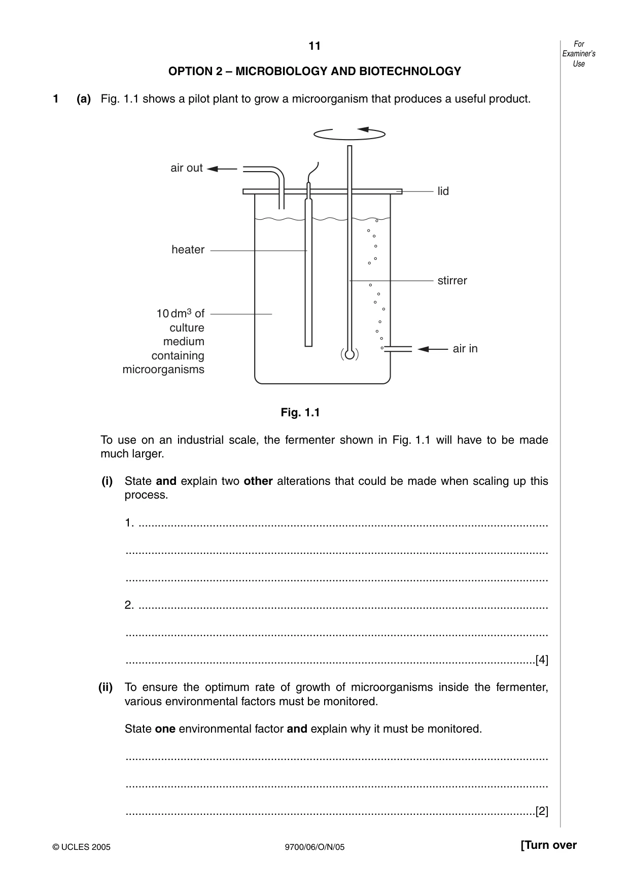 Cambridge A Level Biology 9700 2005 Oct/Nov Paper 6 · Variant 1 question paper, page 11 of 36