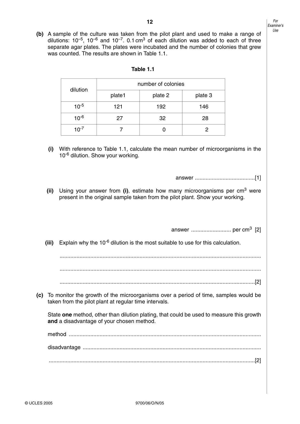 Cambridge A Level Biology 9700 2005 Oct/Nov Paper 6 · Variant 1 question paper, page 12 of 36