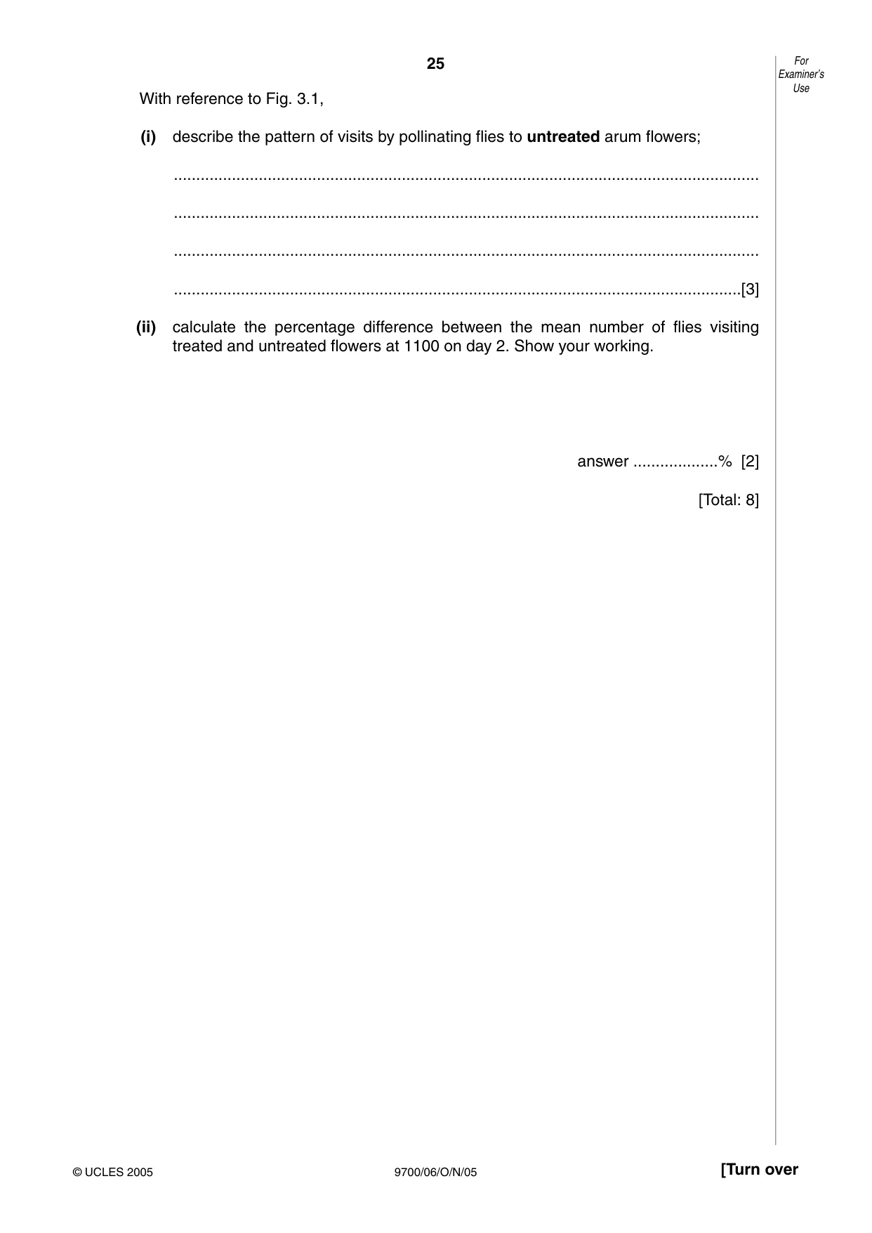 Cambridge A Level Biology 9700 2005 Oct/Nov Paper 6 · Variant 1 question paper, page 25 of 36