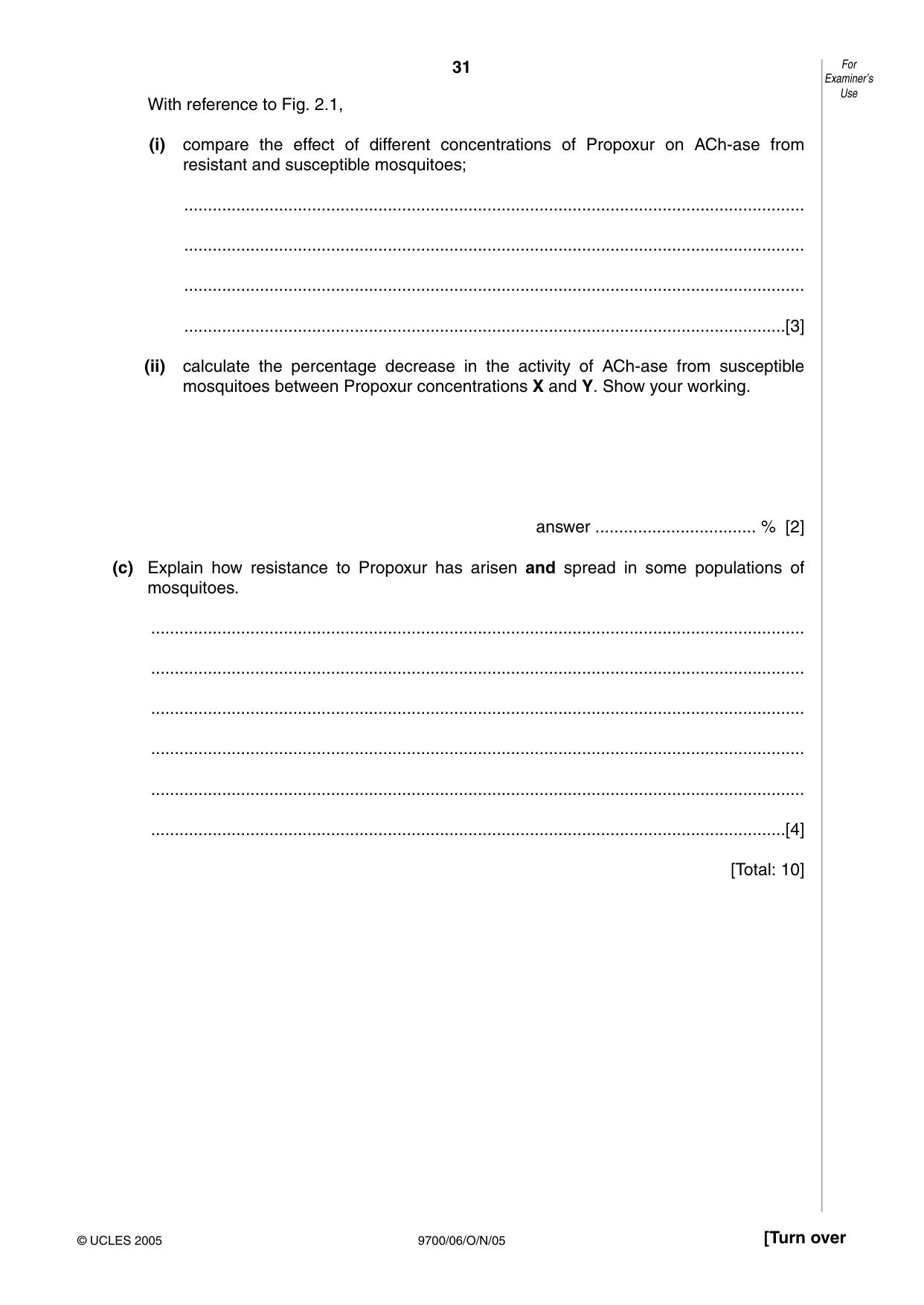 Cambridge A Level Biology 9700 2005 Oct/Nov Paper 6 · Variant 1 question paper, page 31 of 36