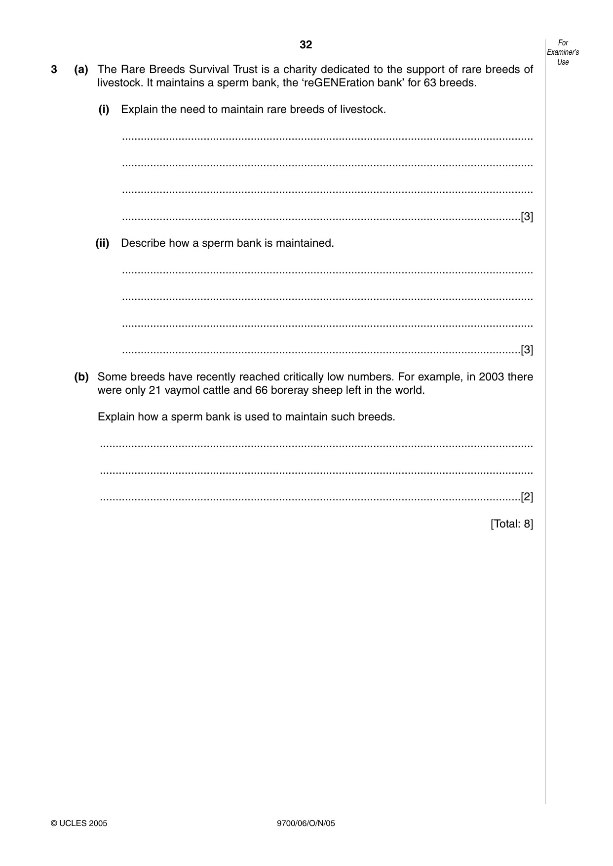 Cambridge A Level Biology 9700 2005 Oct/Nov Paper 6 · Variant 1 question paper, page 32 of 36
