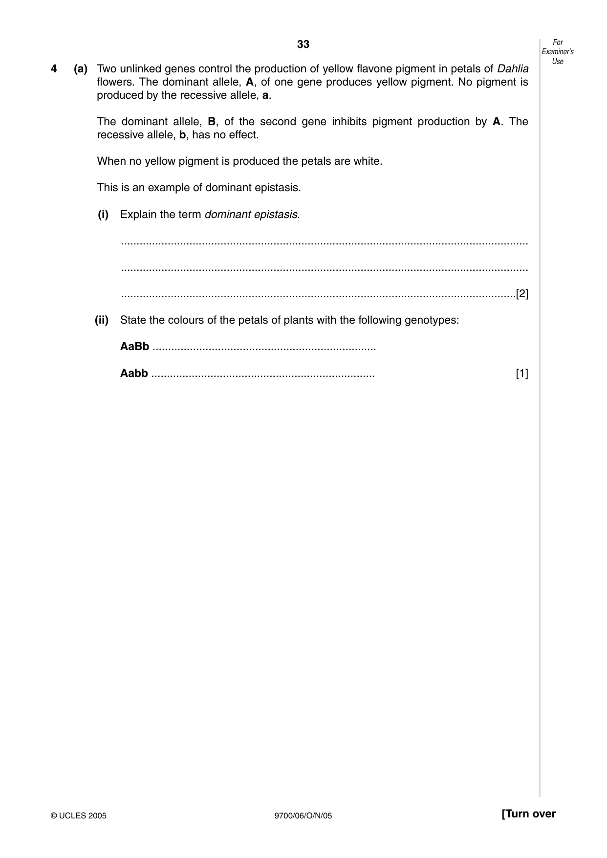 Cambridge A Level Biology 9700 2005 Oct/Nov Paper 6 · Variant 1 question paper, page 33 of 36