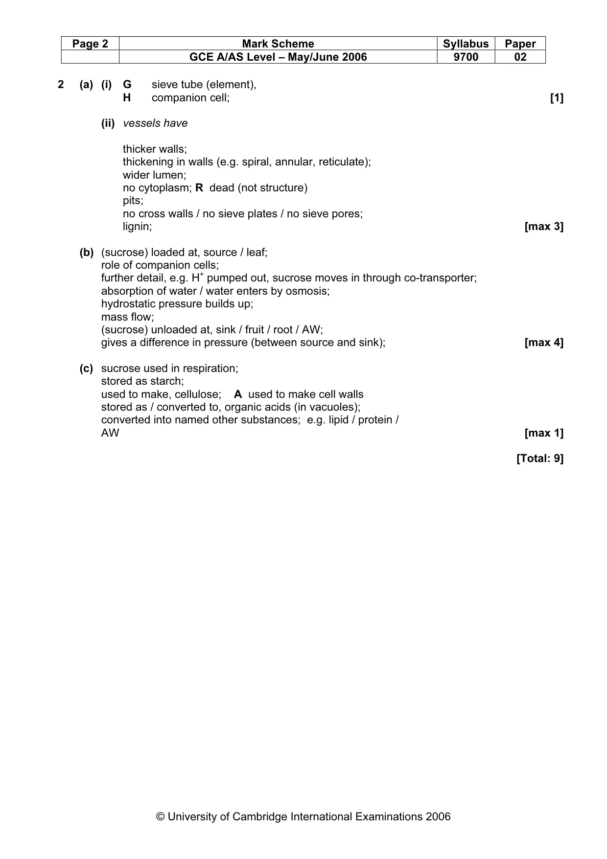 Mark scheme, page 3 of 6