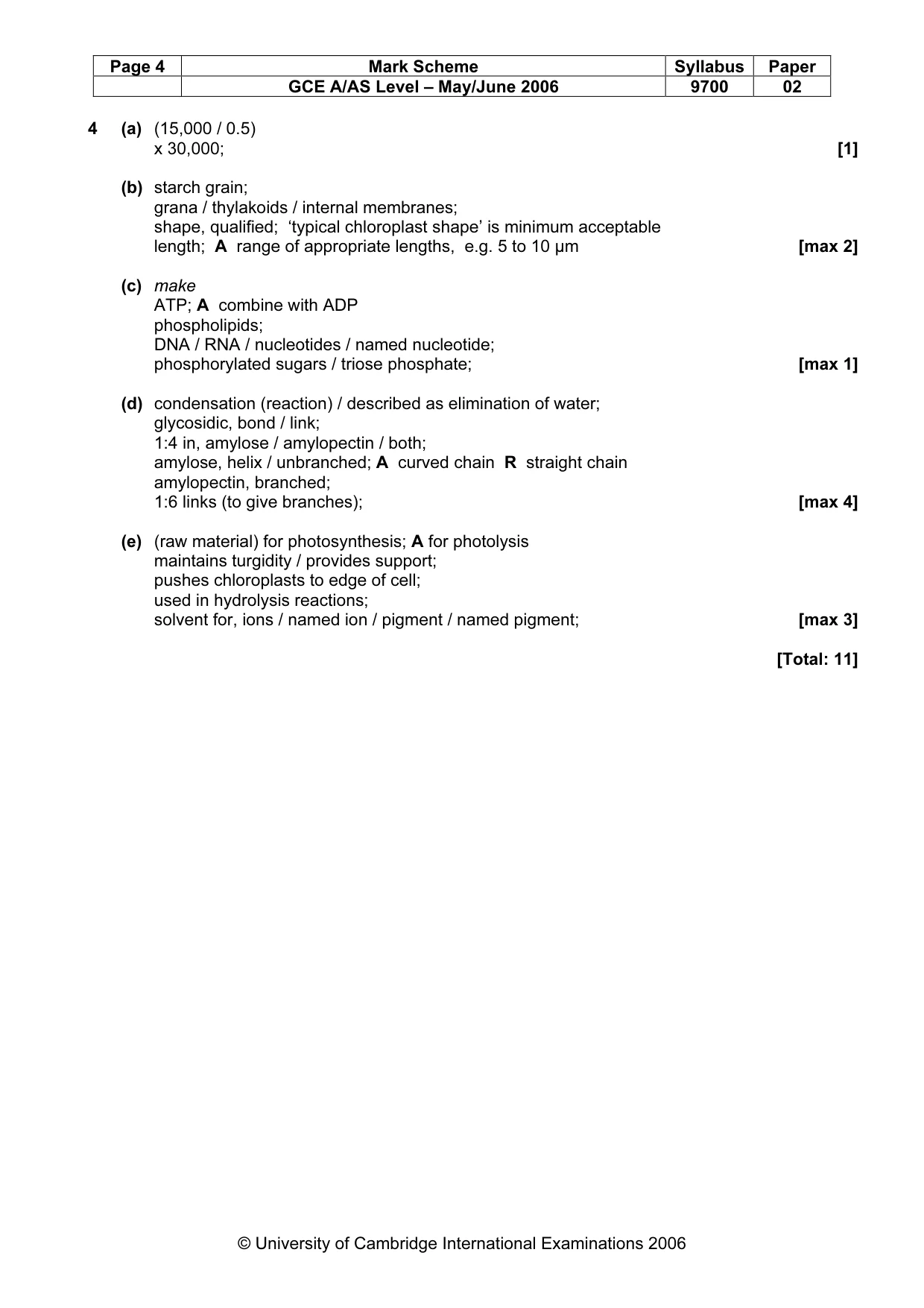Mark scheme, page 5 of 6