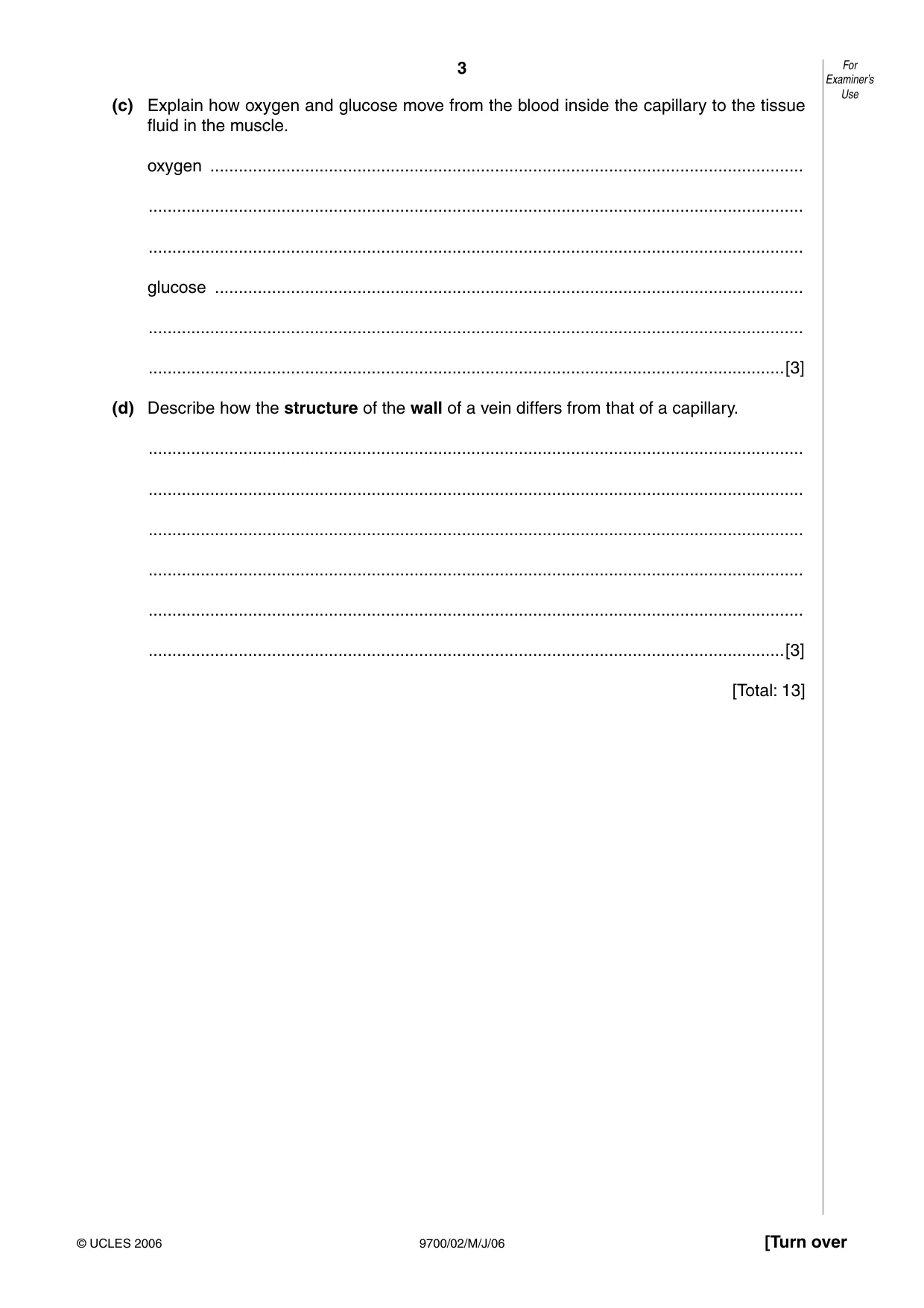 Cambridge A Level Biology 9700 2006 May/June Paper 2 · Variant 1 question paper, page 3 of 16
