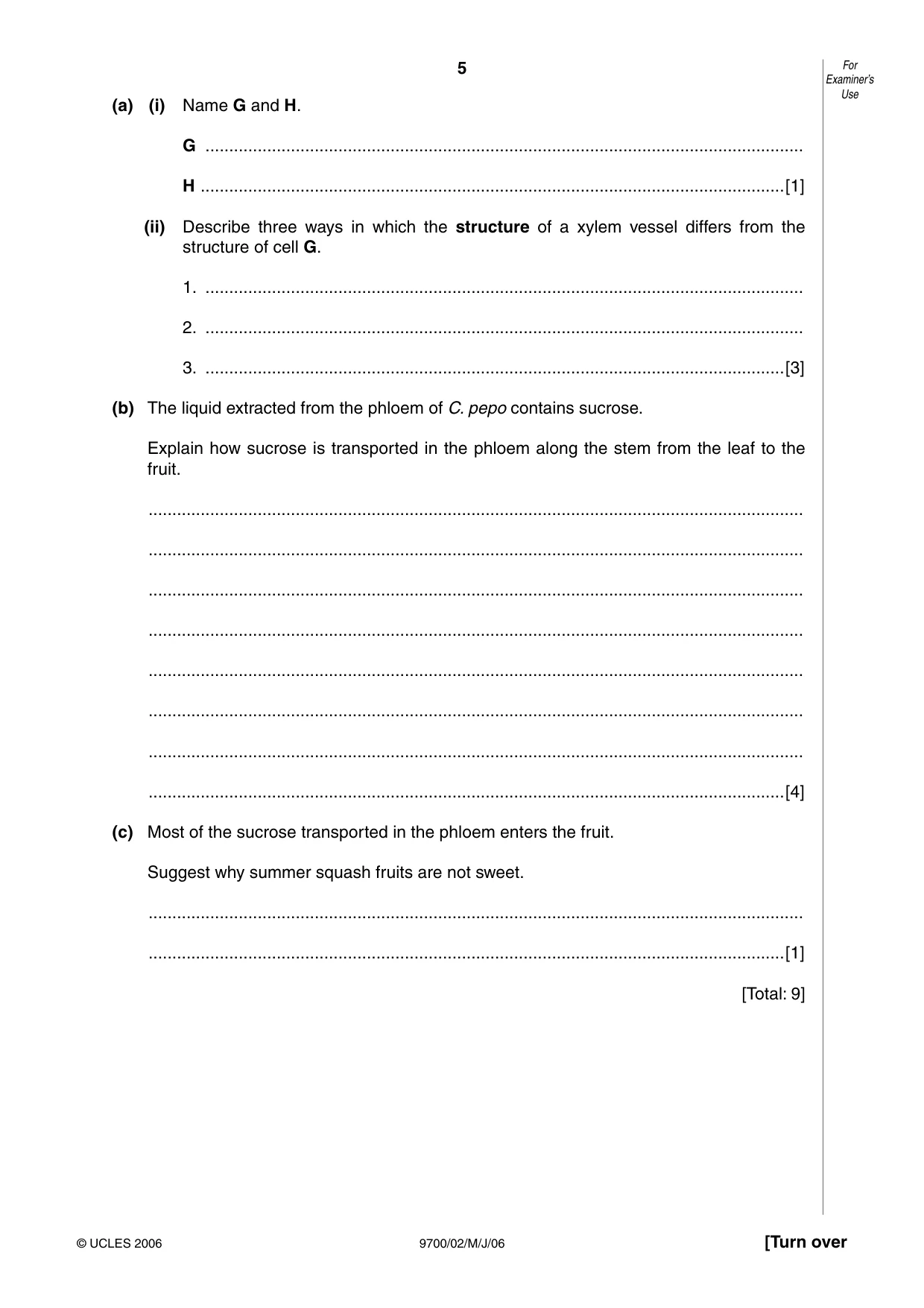 Cambridge A Level Biology 9700 2006 May/June Paper 2 · Variant 1 question paper, page 5 of 16