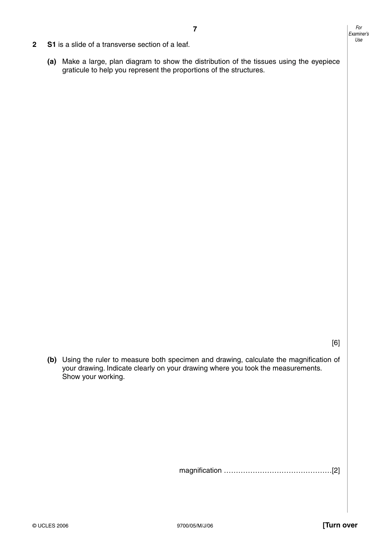 Cambridge A Level Biology 9700 2006 May/June Paper 5 · Variant 1 question paper, page 7 of 8