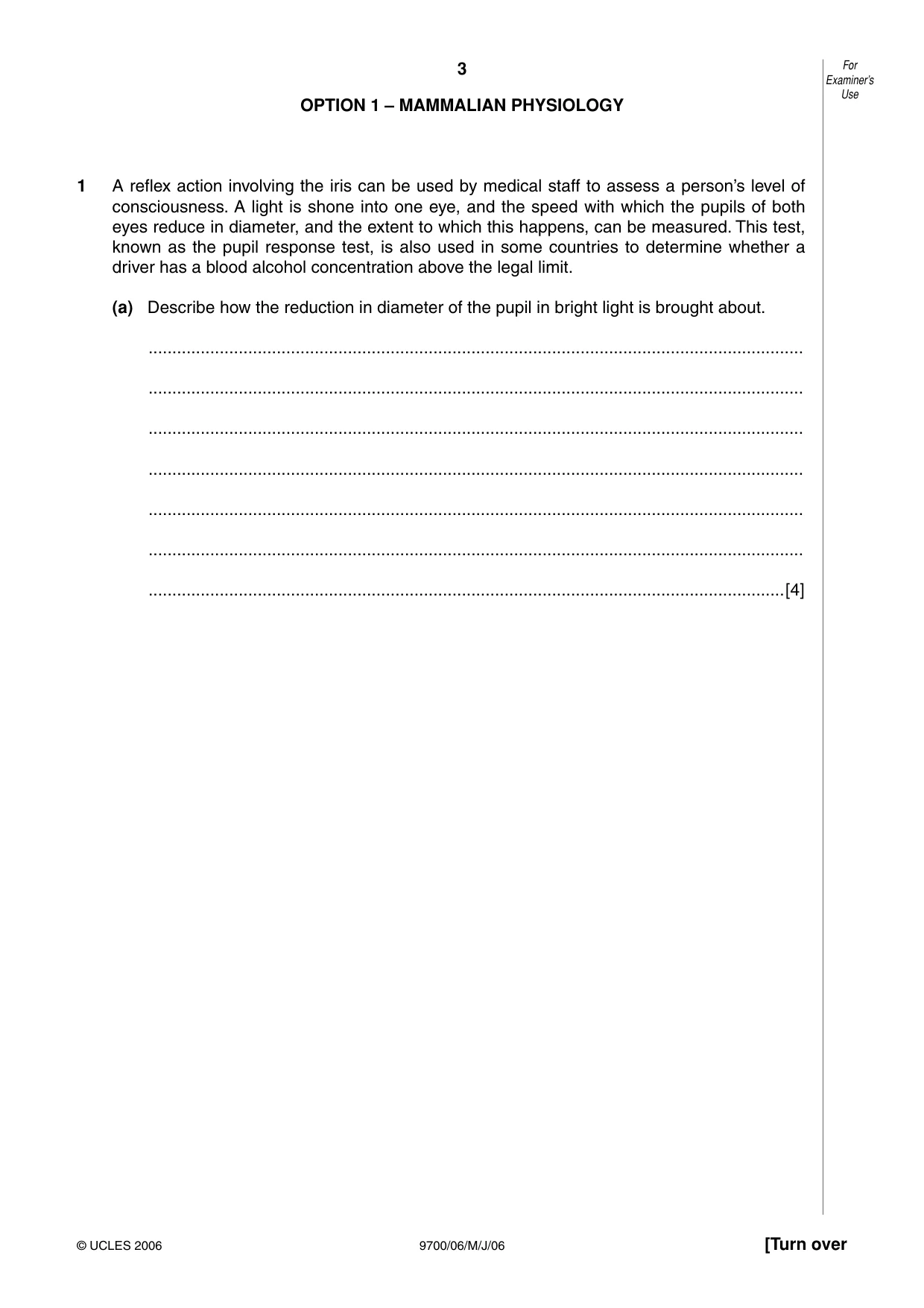 Cambridge A Level Biology 9700 2006 May/June Paper 6 · Variant 1 question paper, page 3 of 36