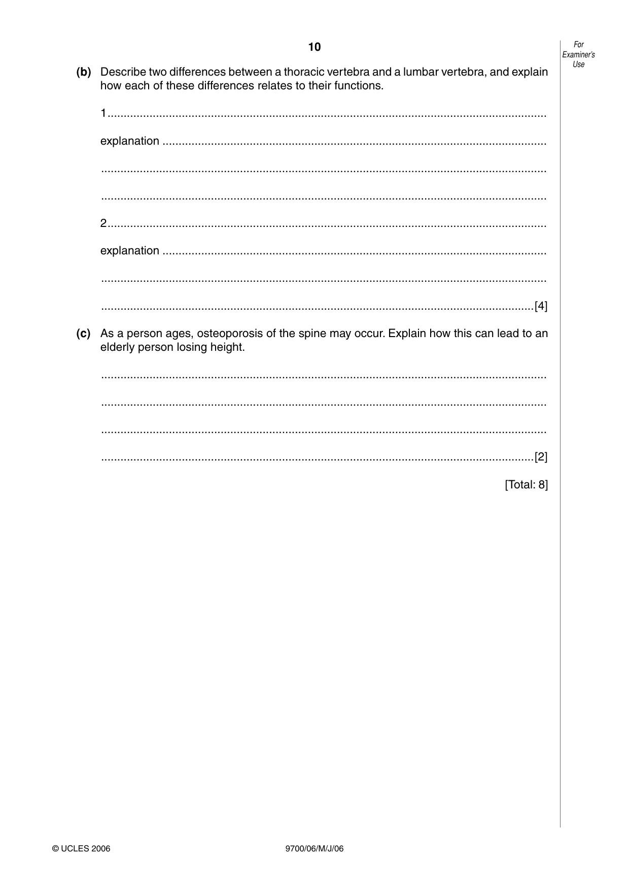 Cambridge A Level Biology 9700 2006 May/June Paper 6 · Variant 1 question paper, page 10 of 36