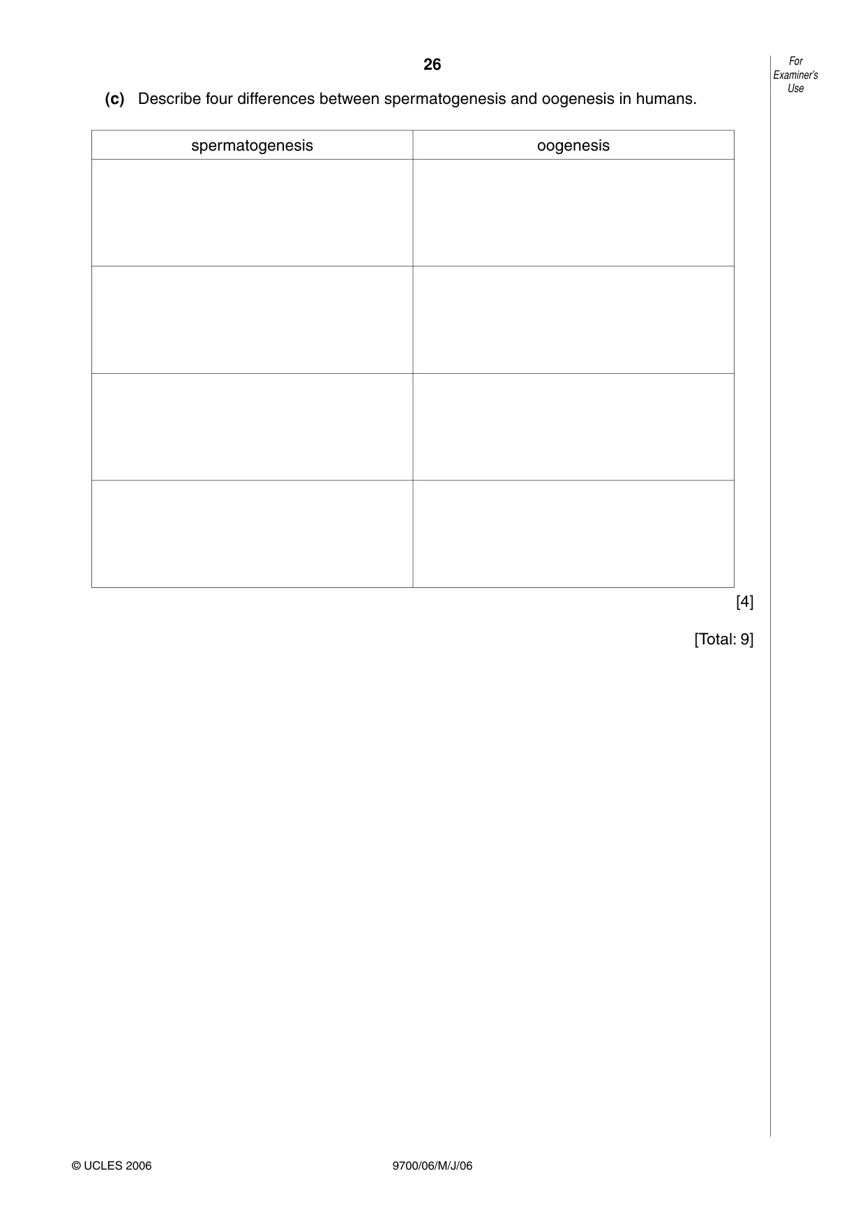 Cambridge A Level Biology 9700 2006 May/June Paper 6 · Variant 1 question paper, page 26 of 36