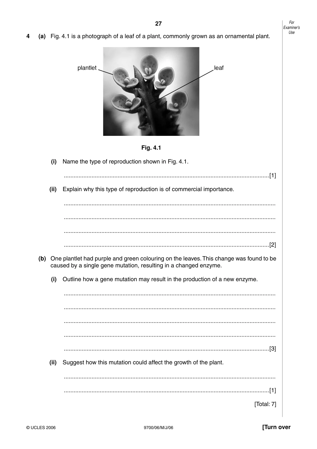 Cambridge A Level Biology 9700 2006 May/June Paper 6 · Variant 1 question paper, page 27 of 36