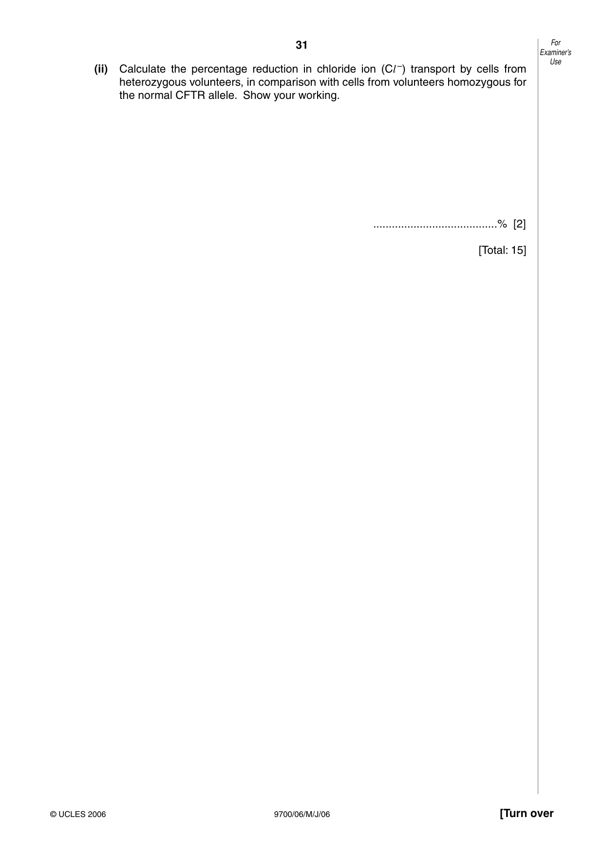 Cambridge A Level Biology 9700 2006 May/June Paper 6 · Variant 1 question paper, page 31 of 36