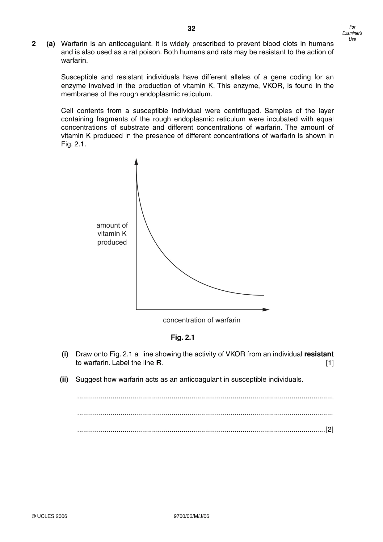Cambridge A Level Biology 9700 2006 May/June Paper 6 · Variant 1 question paper, page 32 of 36