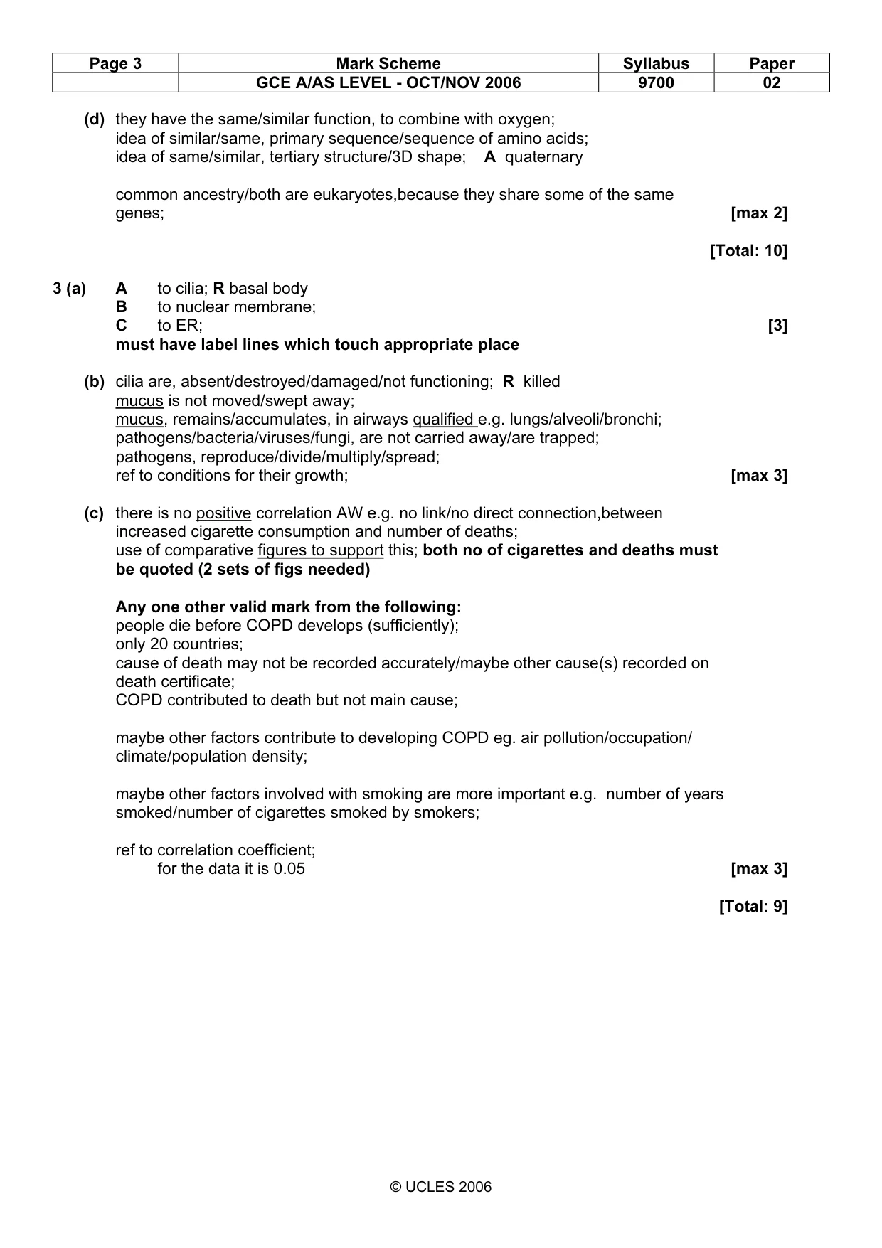 Mark scheme, page 3 of 6