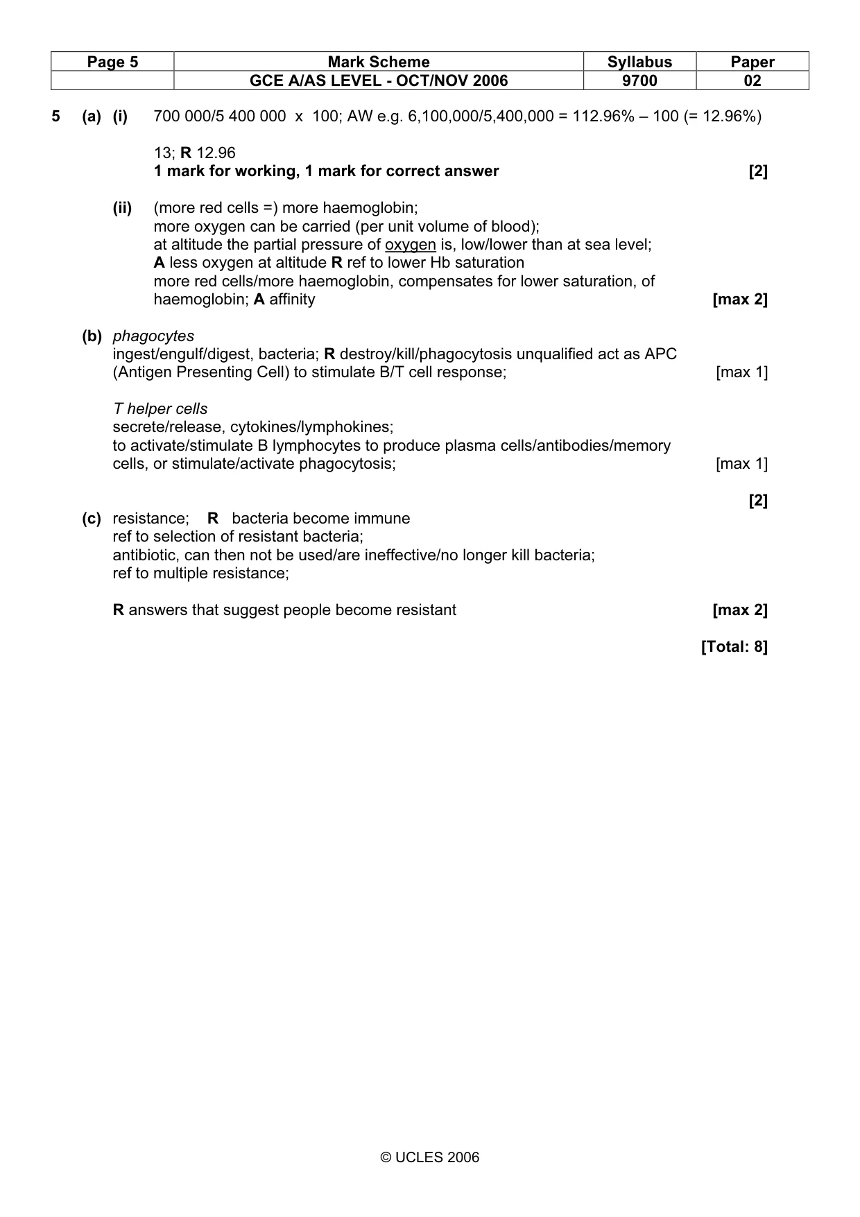 Mark scheme, page 5 of 6