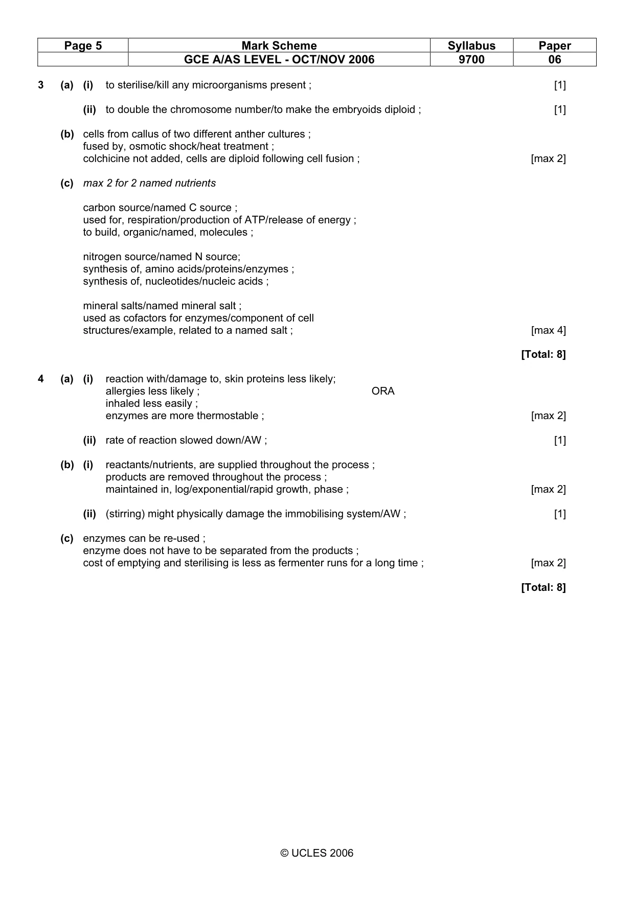 Mark scheme, page 5 of 9