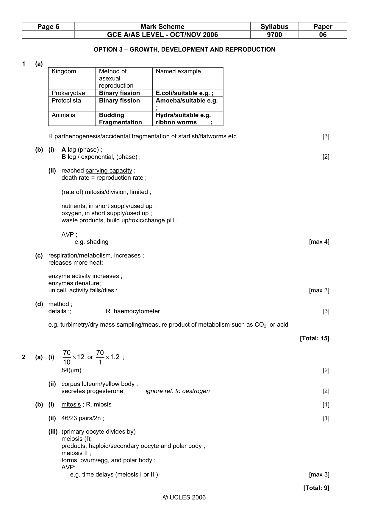 Mark scheme, page 6 of 9