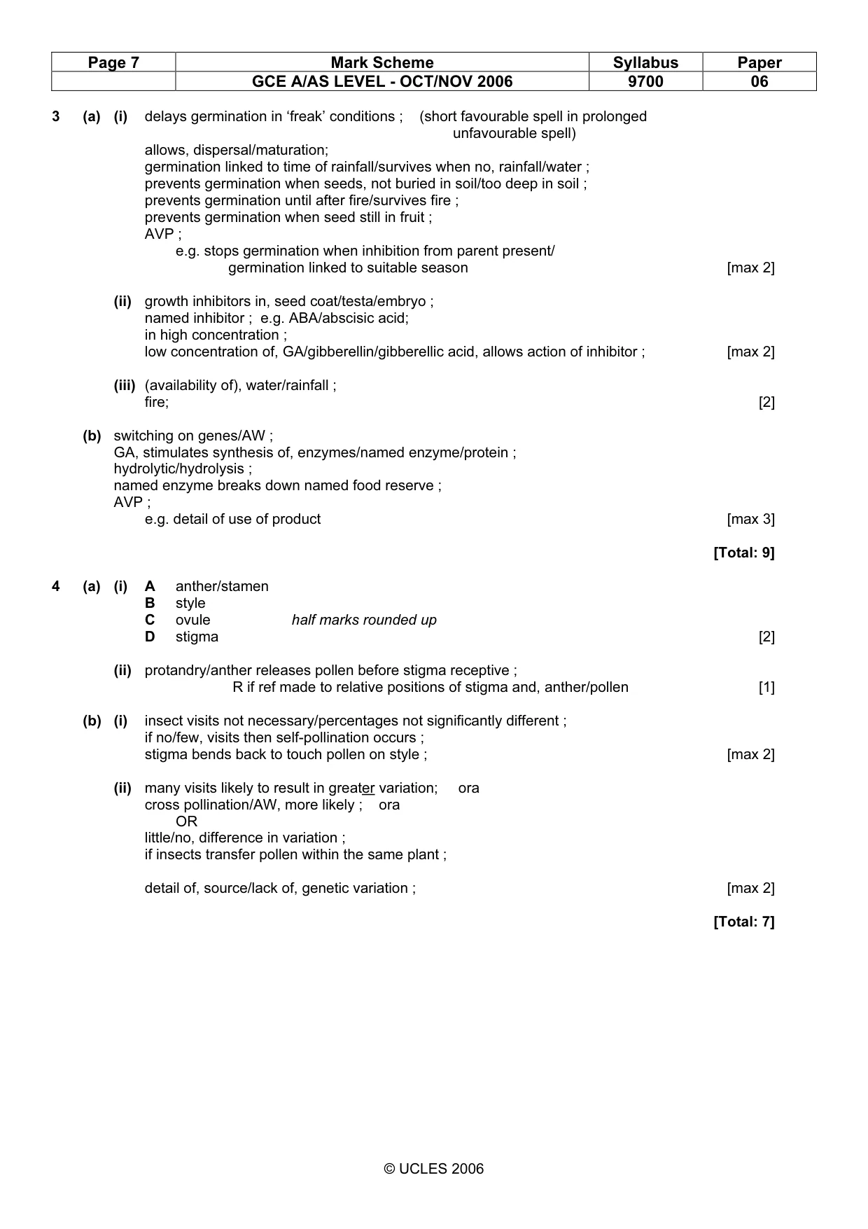 Mark scheme, page 7 of 9