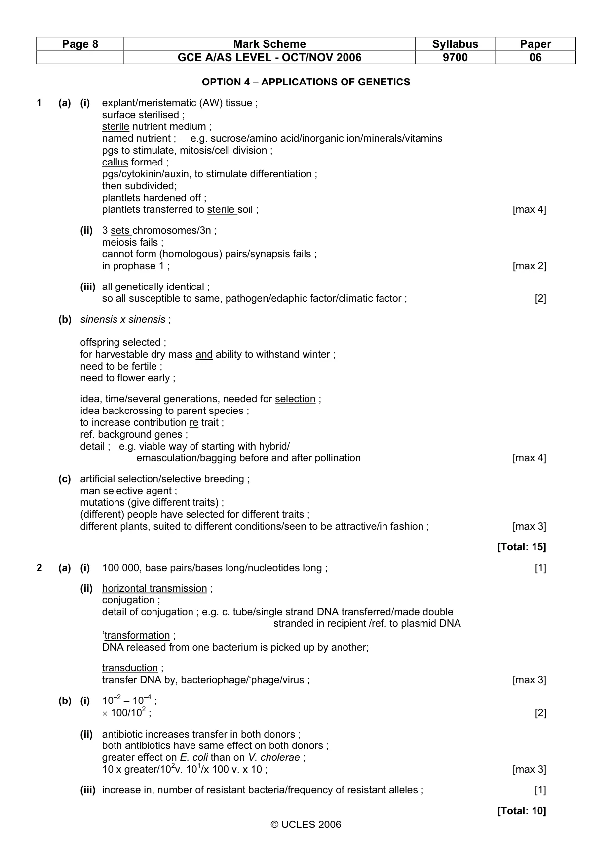 Mark scheme, page 8 of 9